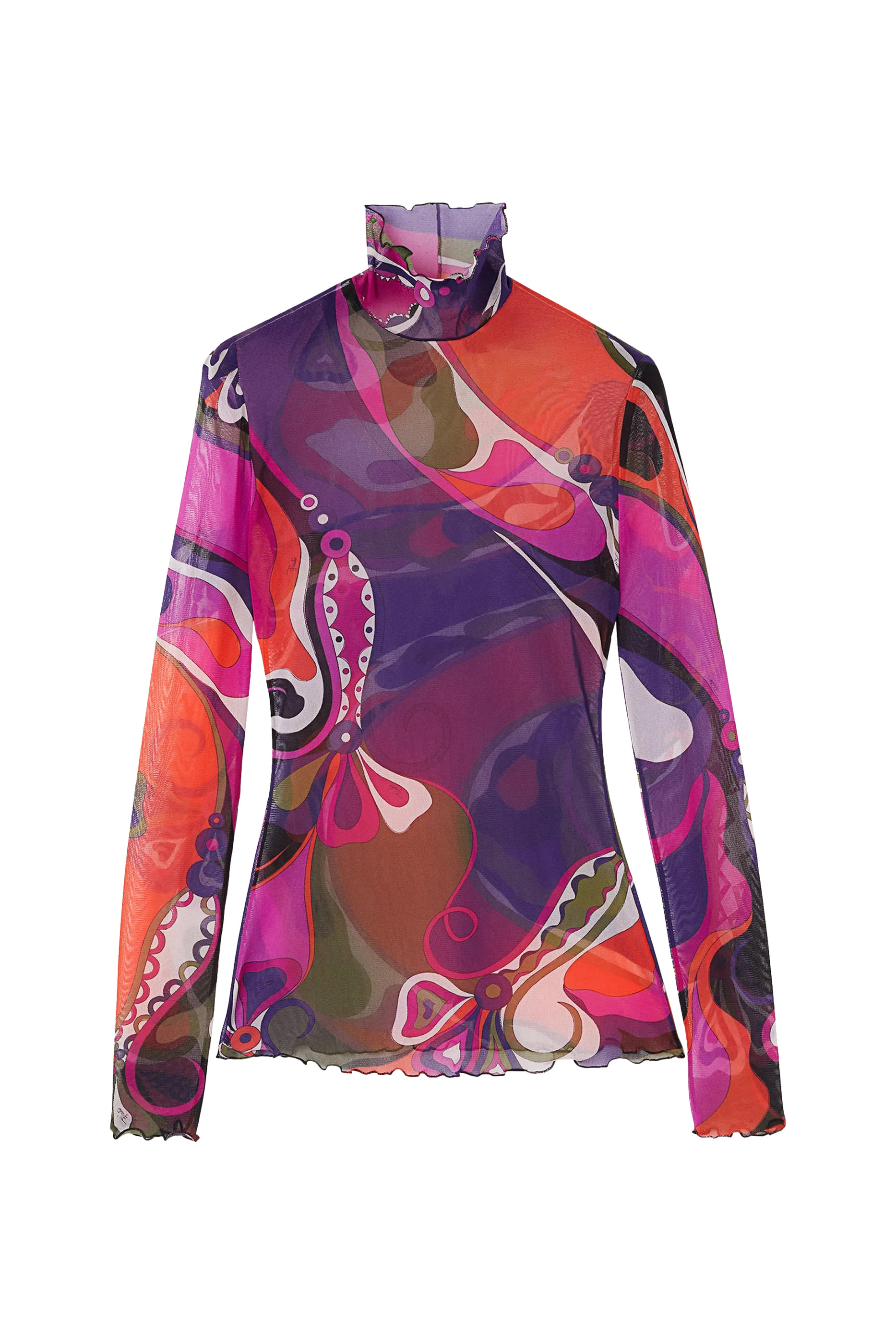 بلوزة تول بنقشة أوركيدي