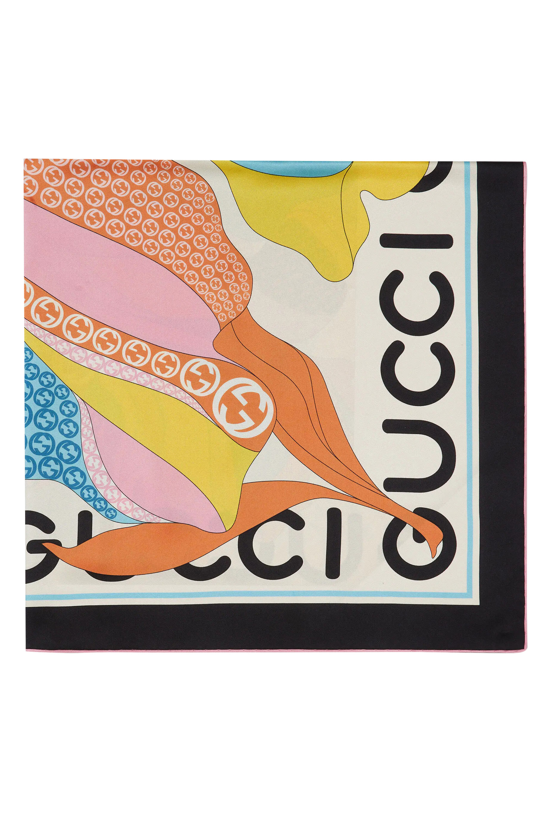 وشاح حرير بطبعات زهور كبيرة