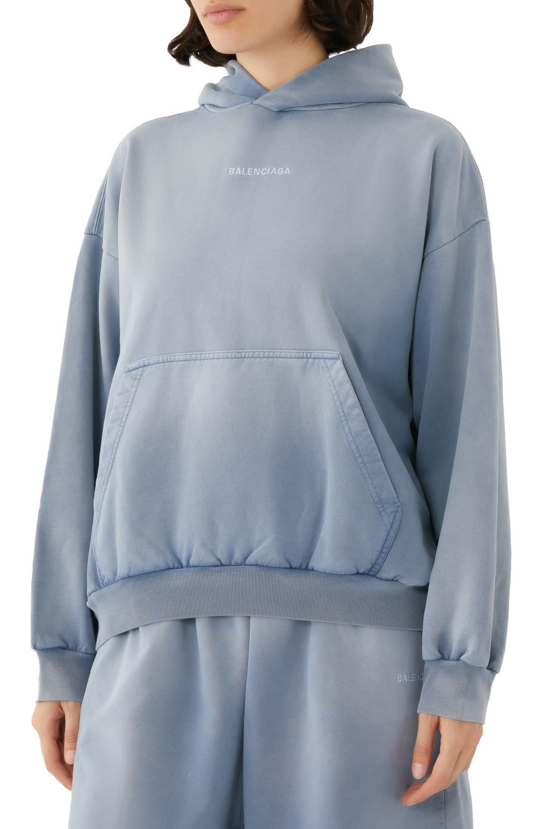 هودي باهت للجنسين بشعار الماركة