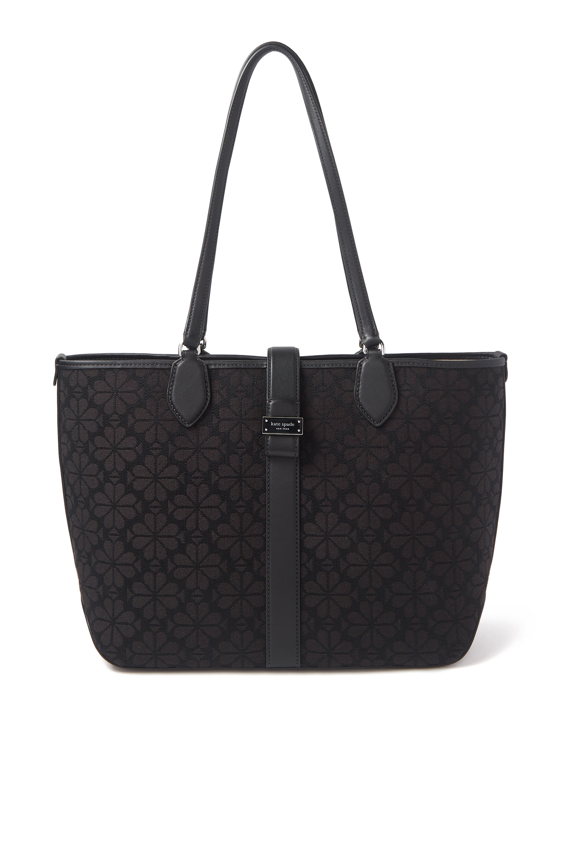 حقيبة يد متوسطة بنقشة زهور بالشكل البستوني جاكار