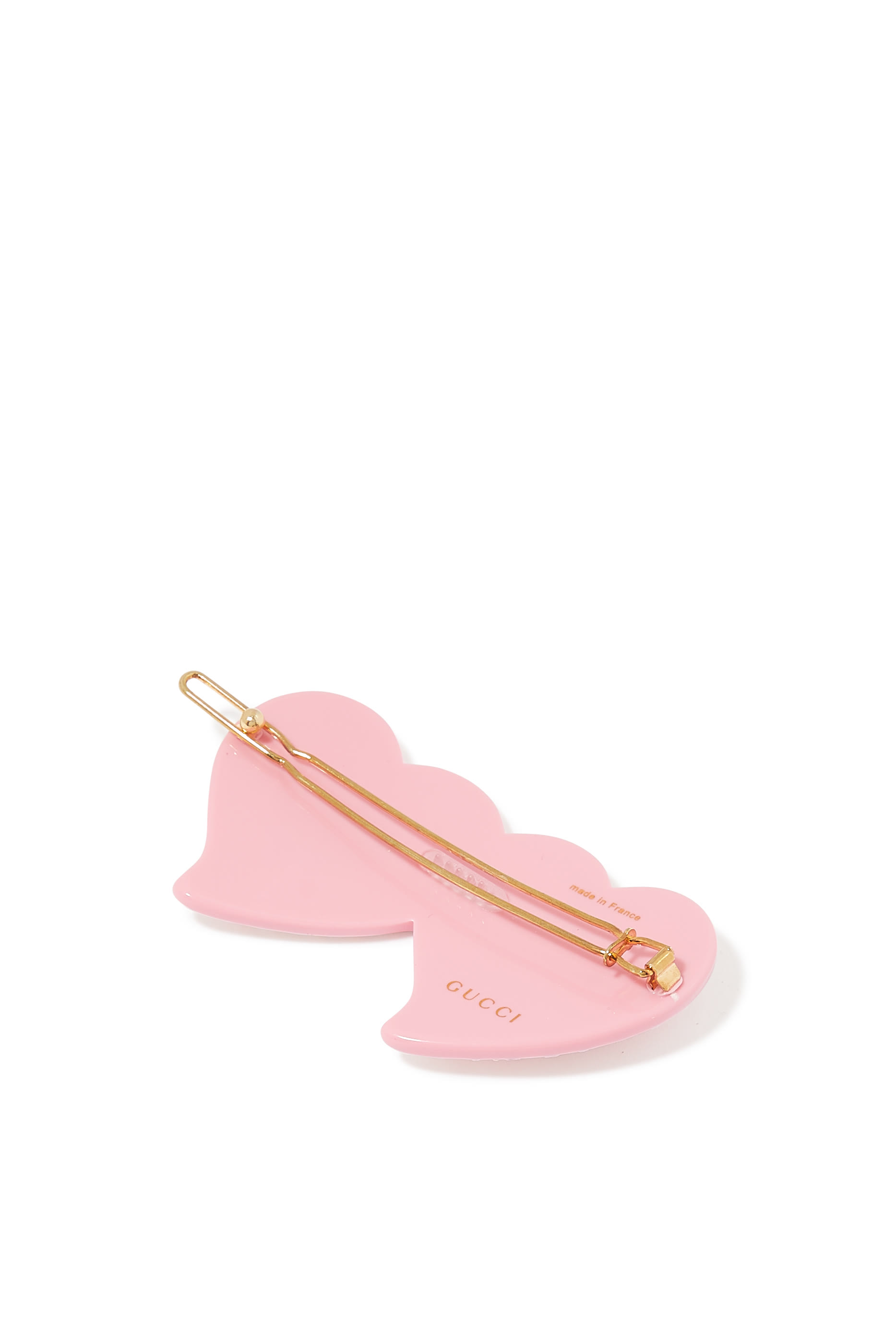 مشبك شعر بتصميم قلب بحروف شعار الماركة