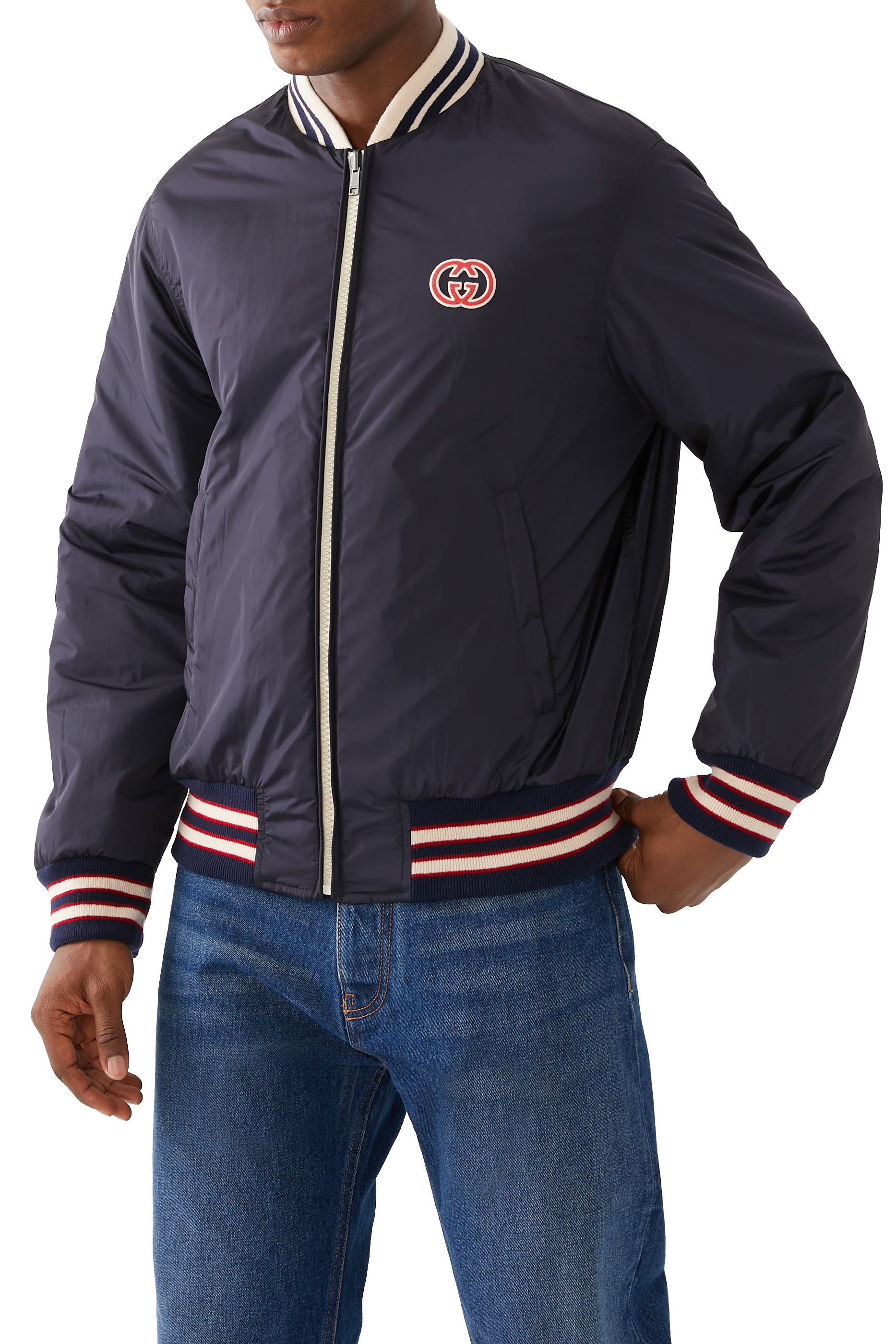 جاكيت بتصميم وجهين نايلون قماش قنب