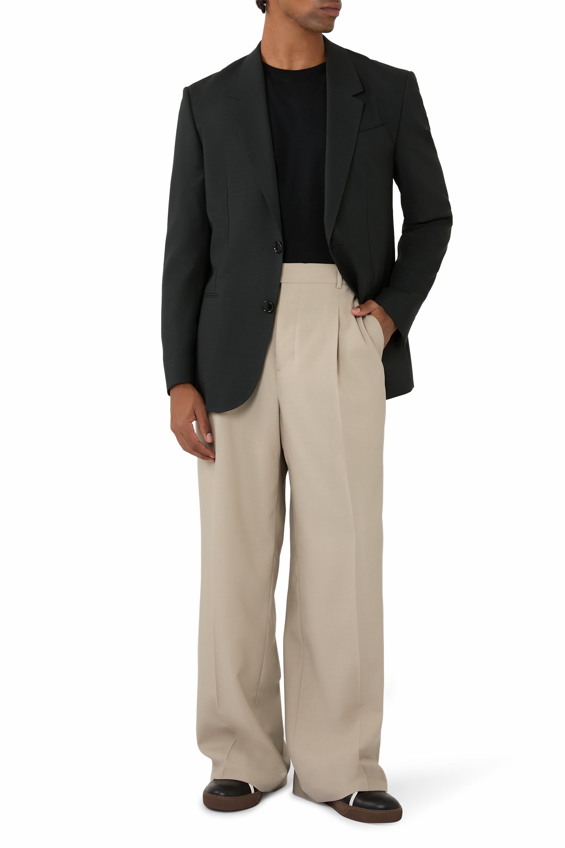 Two-Button Jacket in Wool Twill