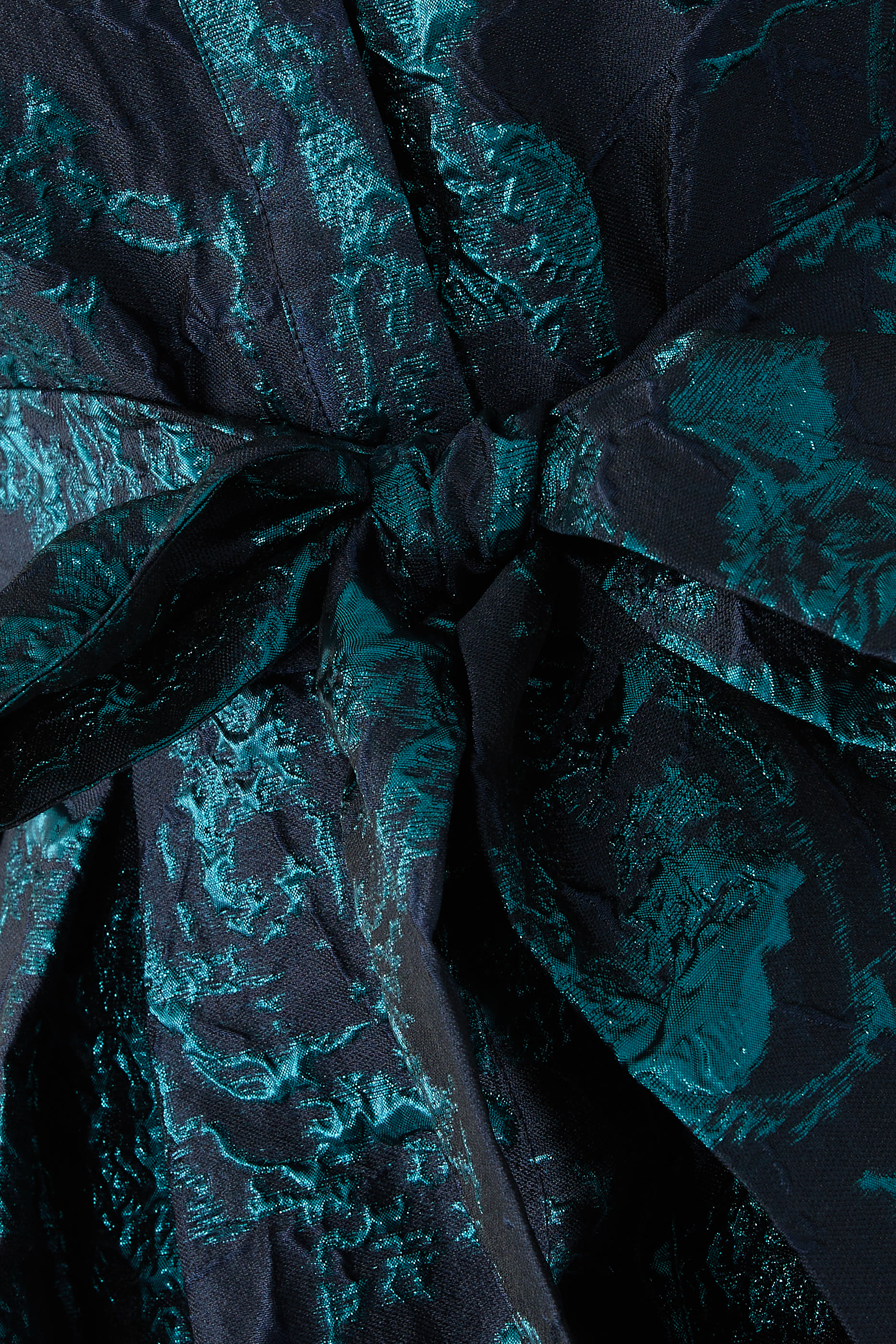 فستان بتصميم قميص بطبعة تجريدية جاكار لامع