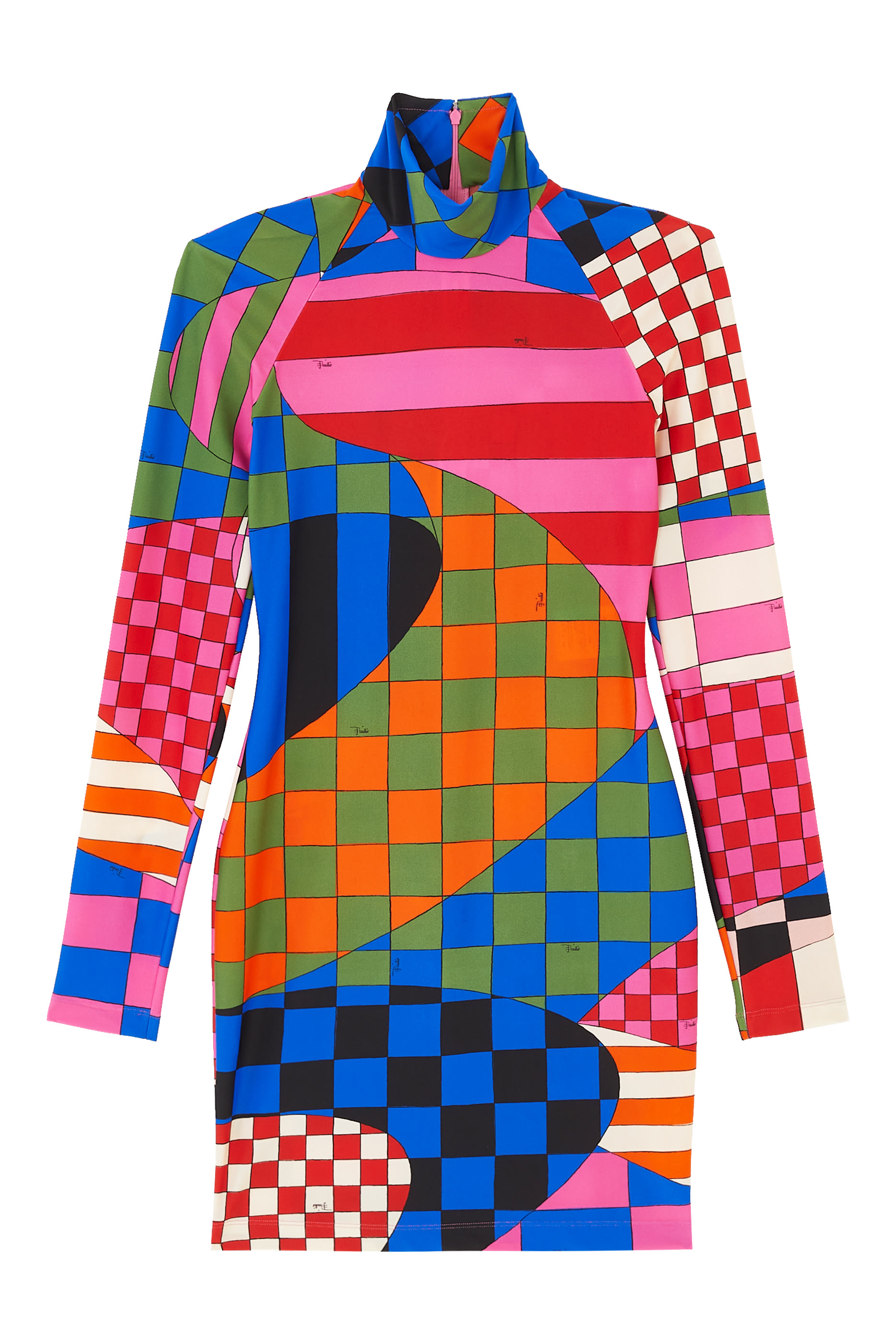 فستان قصير مزين بطبعة جيرسيه مطاطي