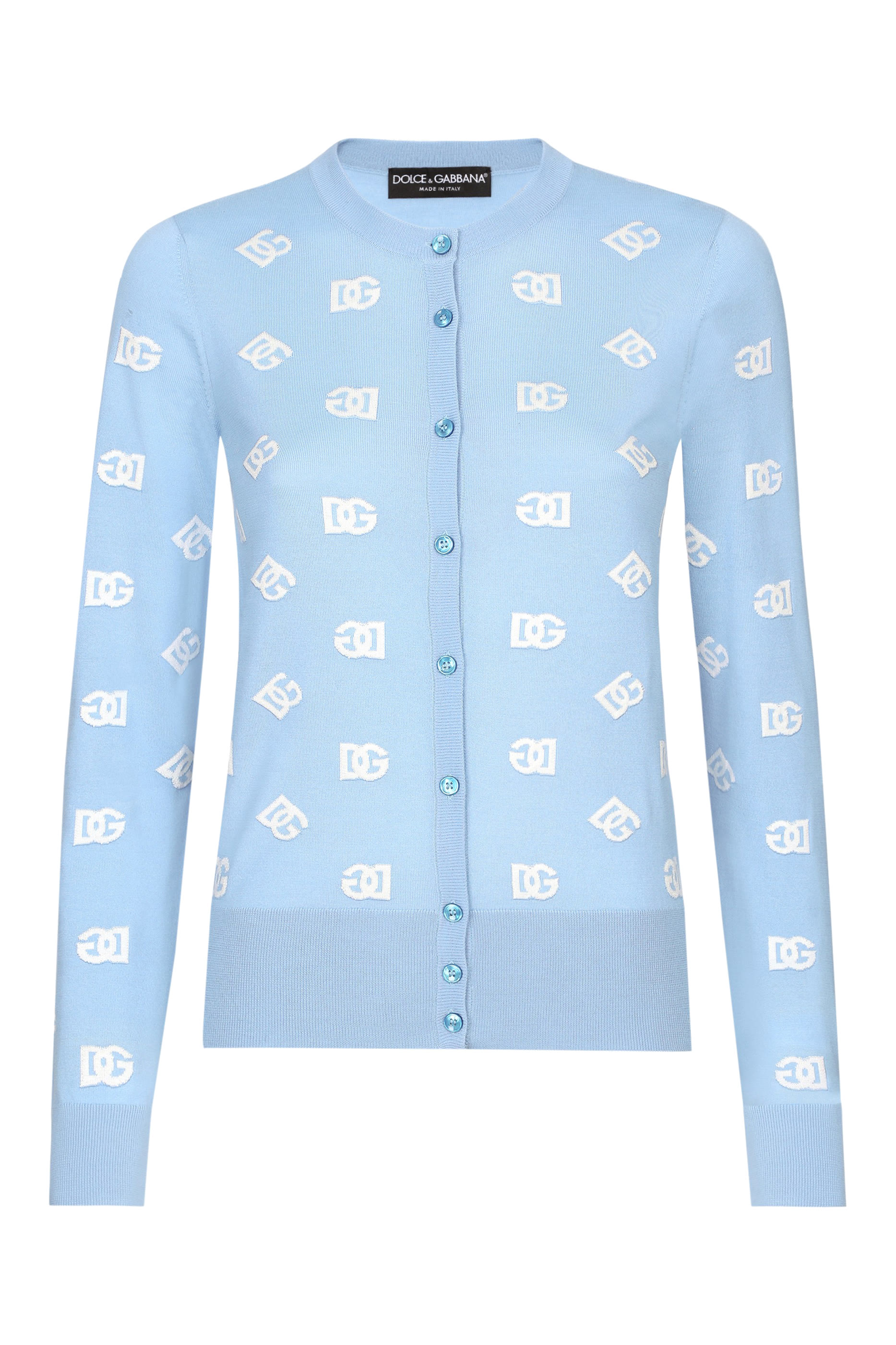 كارديجان بنقشة شعار الماركة بلمسة جاكار صوف وحرير