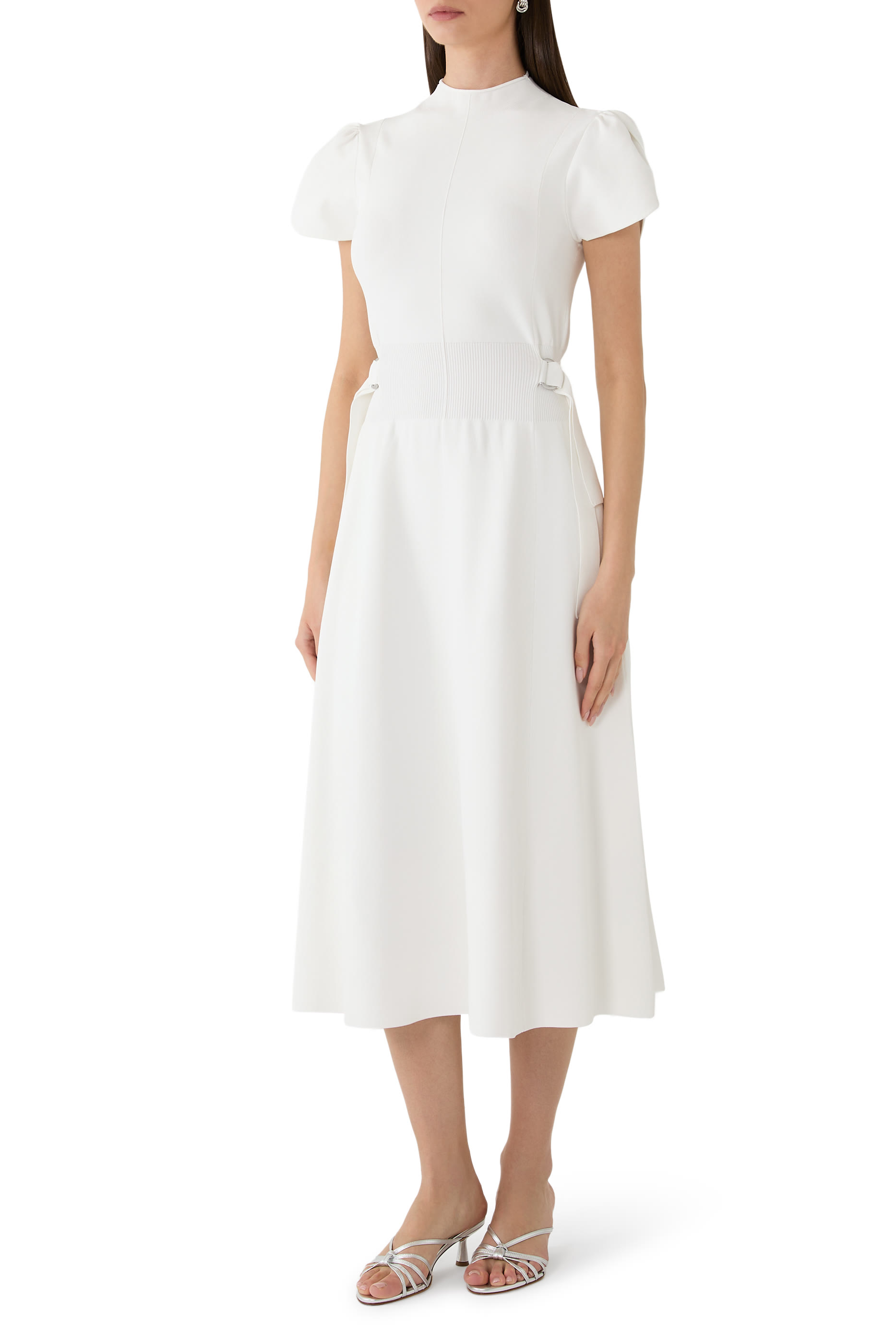 فستان بأكمام بتصميم زهرة توليب قماش مضلع متين