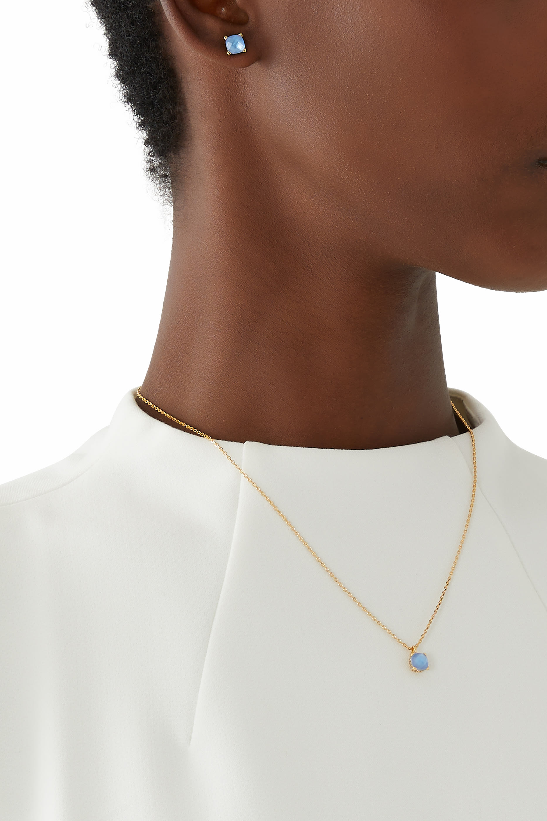 قلادة ليتل لاكشريز بدلاية مربعة مرصعة بأحجار زركونيا مكعبة نحاس مطلي