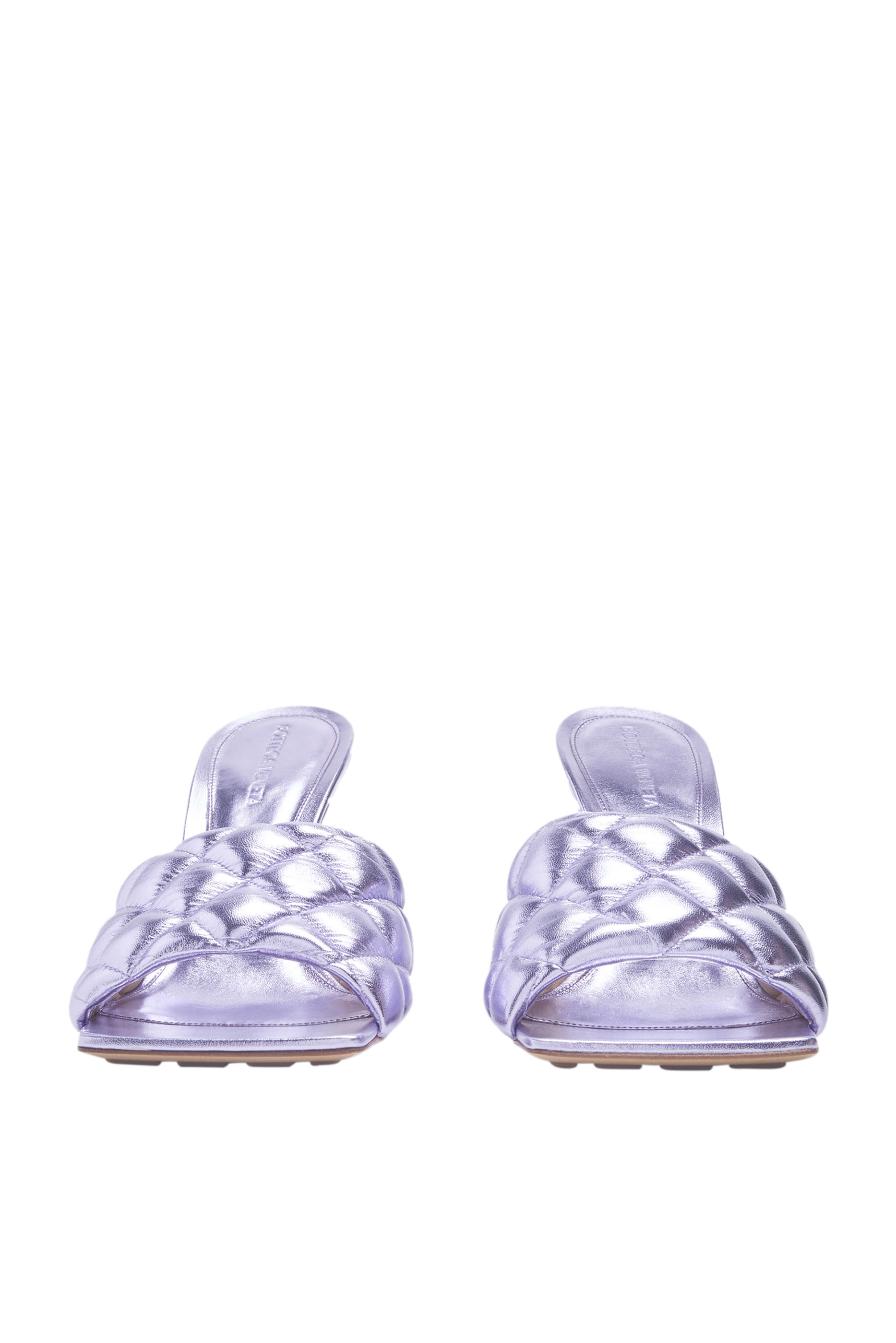 Quilted Metallic Leather Mules