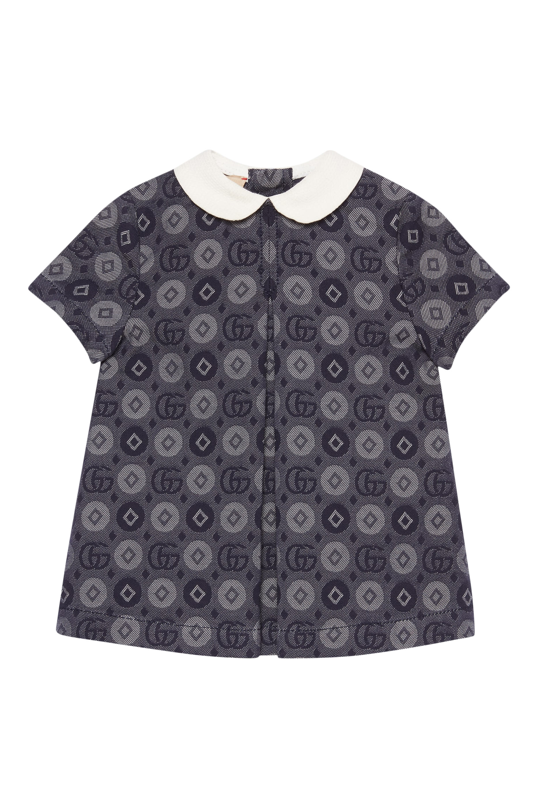 فستان مزينة بنقشة حرفي شعار الماركة هندسية للأطفال