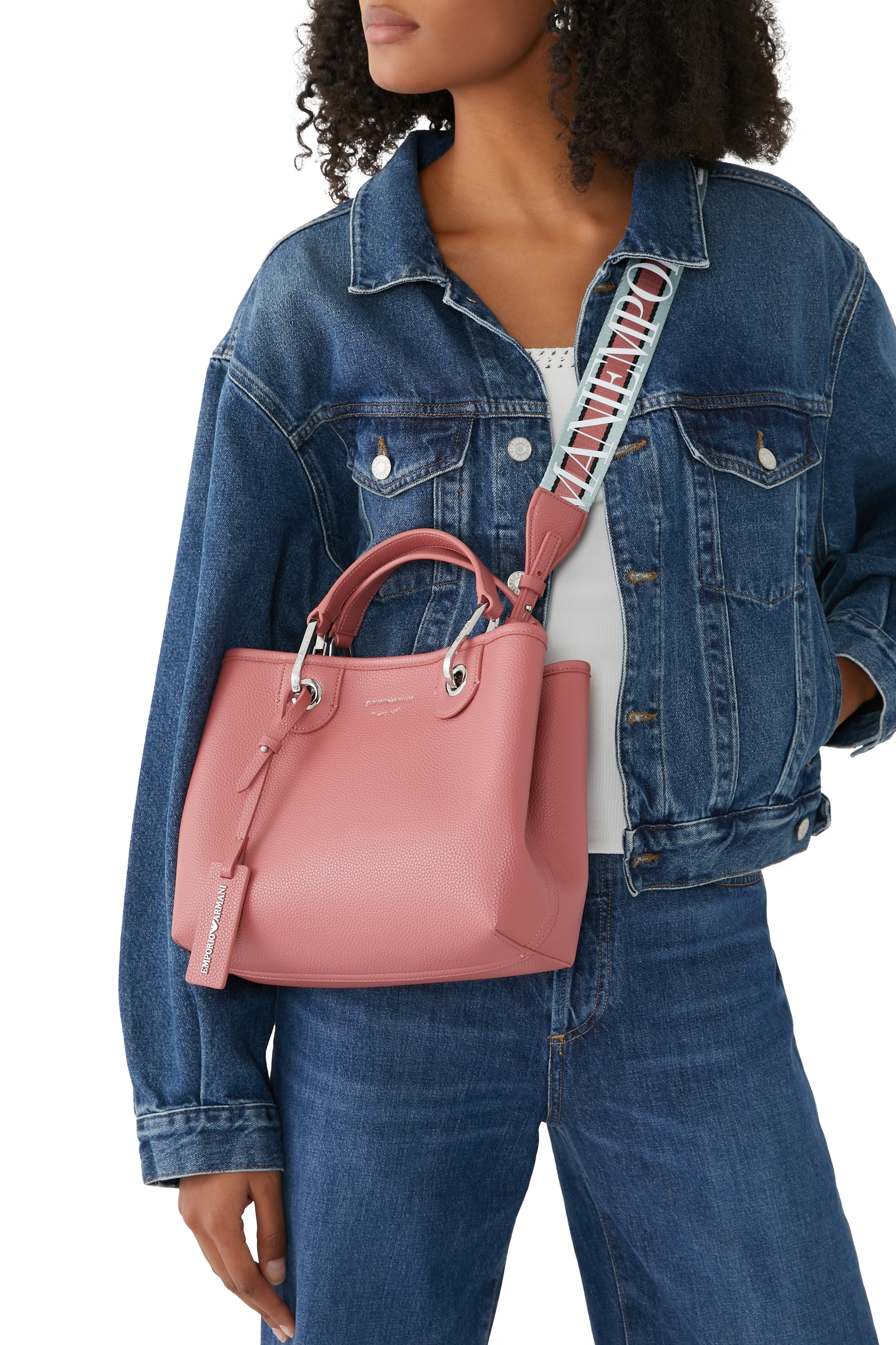 حقيبة صغيرة بطبعات بارزة بشعار الماركة