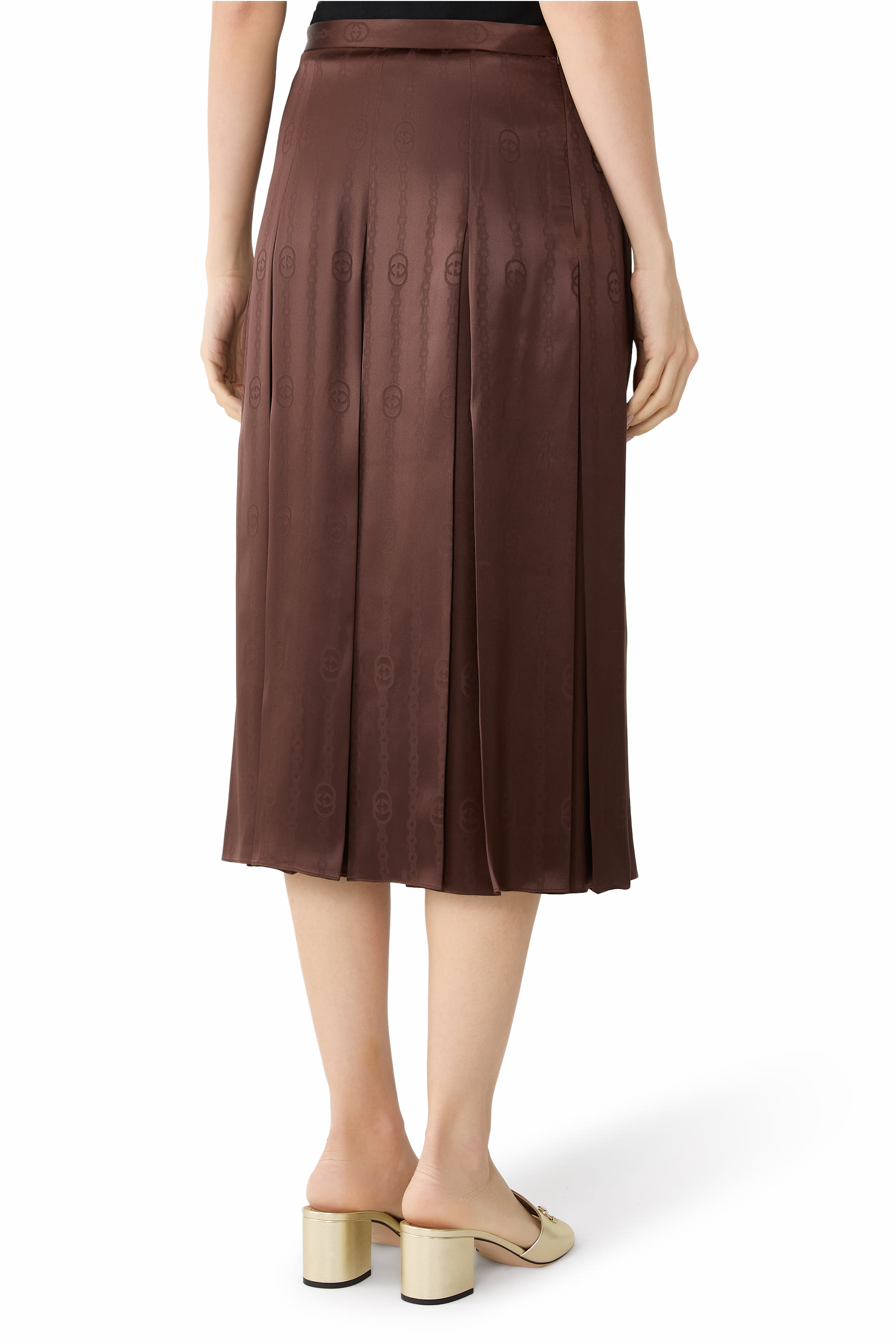 تنورة بنقشة حرفي شعار الماركة حرير جاكار