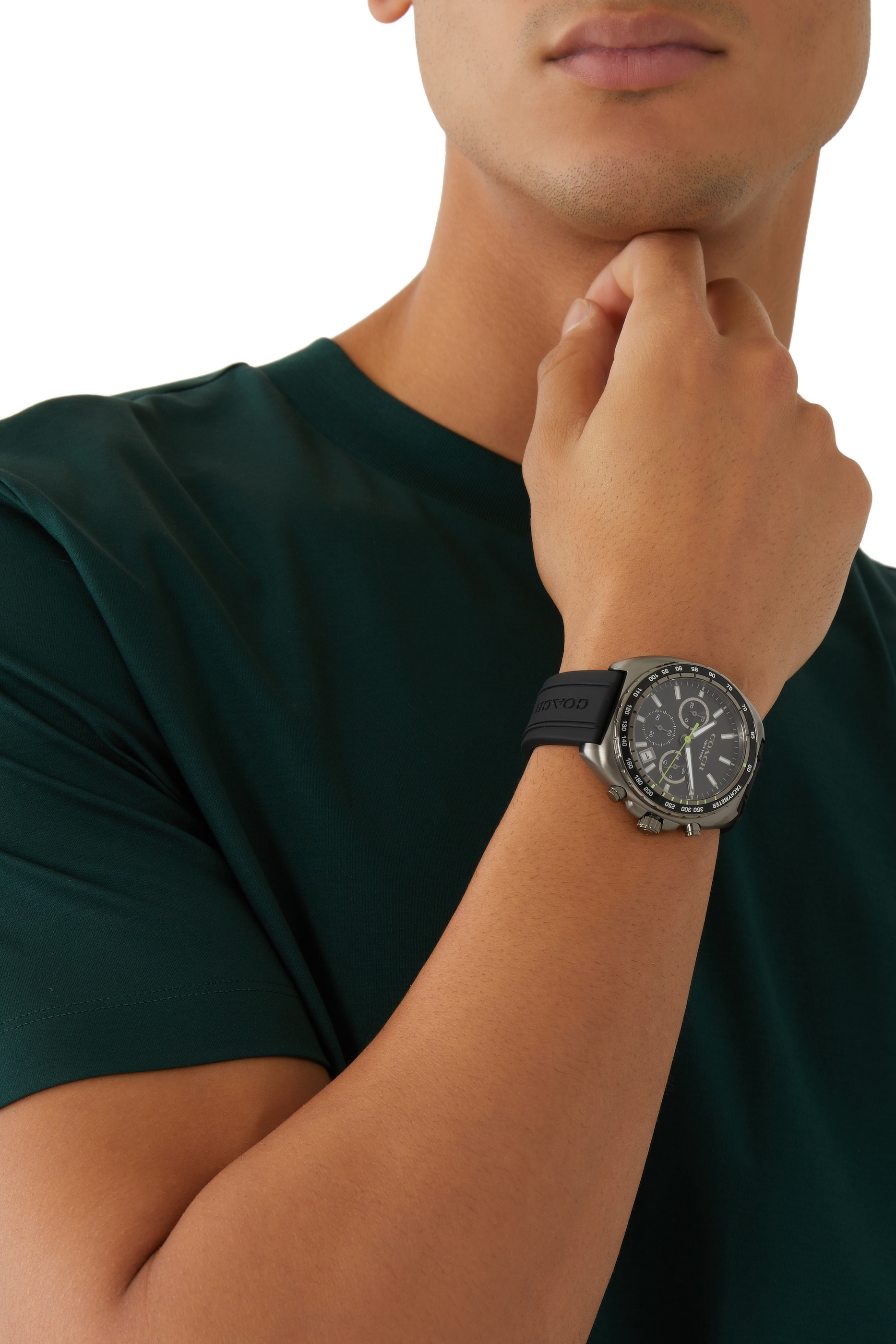 ساعة كرونوغراف شارتر اي بي بسوار رمادي سيليكون