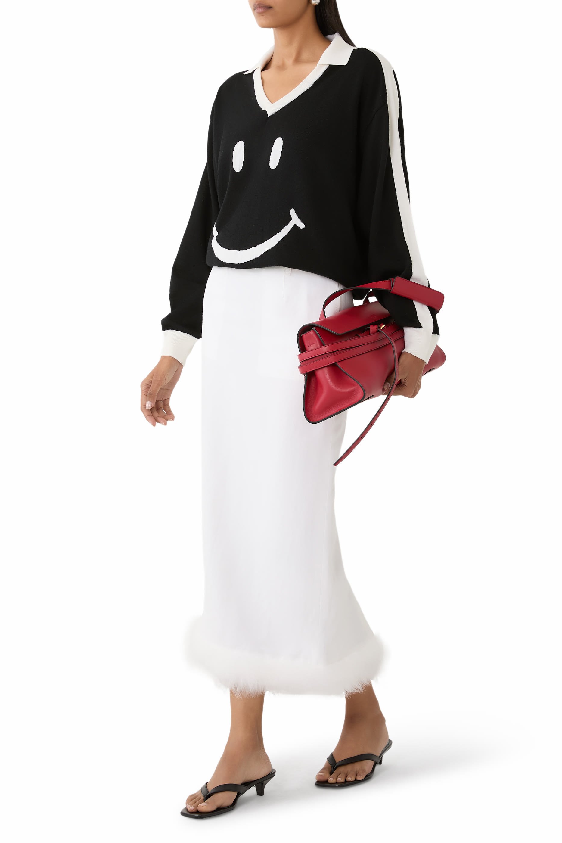 تنورة مصبوغة بالخيوط مزيج كتان