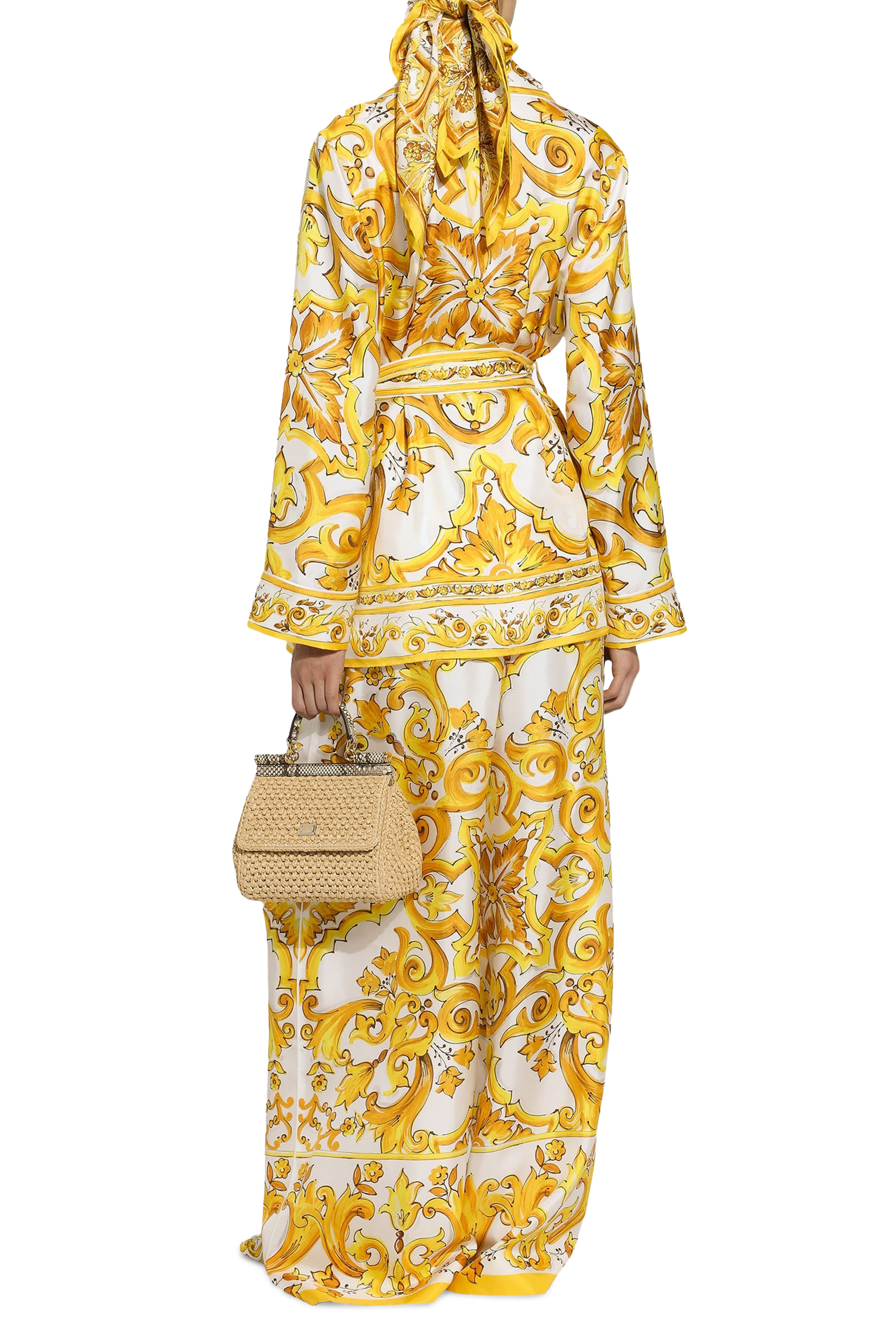 قميص بيجاما بطبعات مايولكا حرير تويل