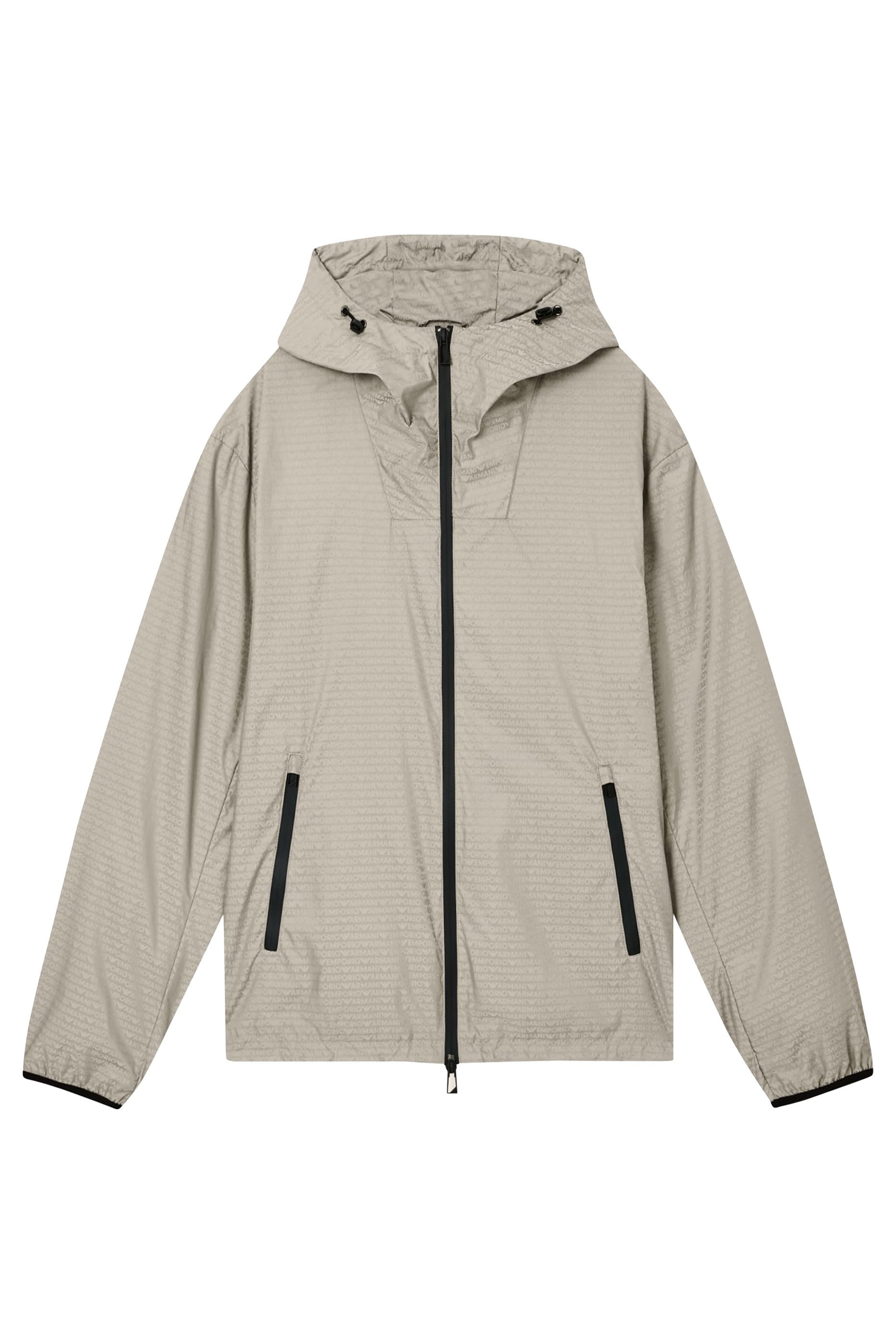 جاكيت بشعار الماركة بالكامل قماش مقاوم للماء