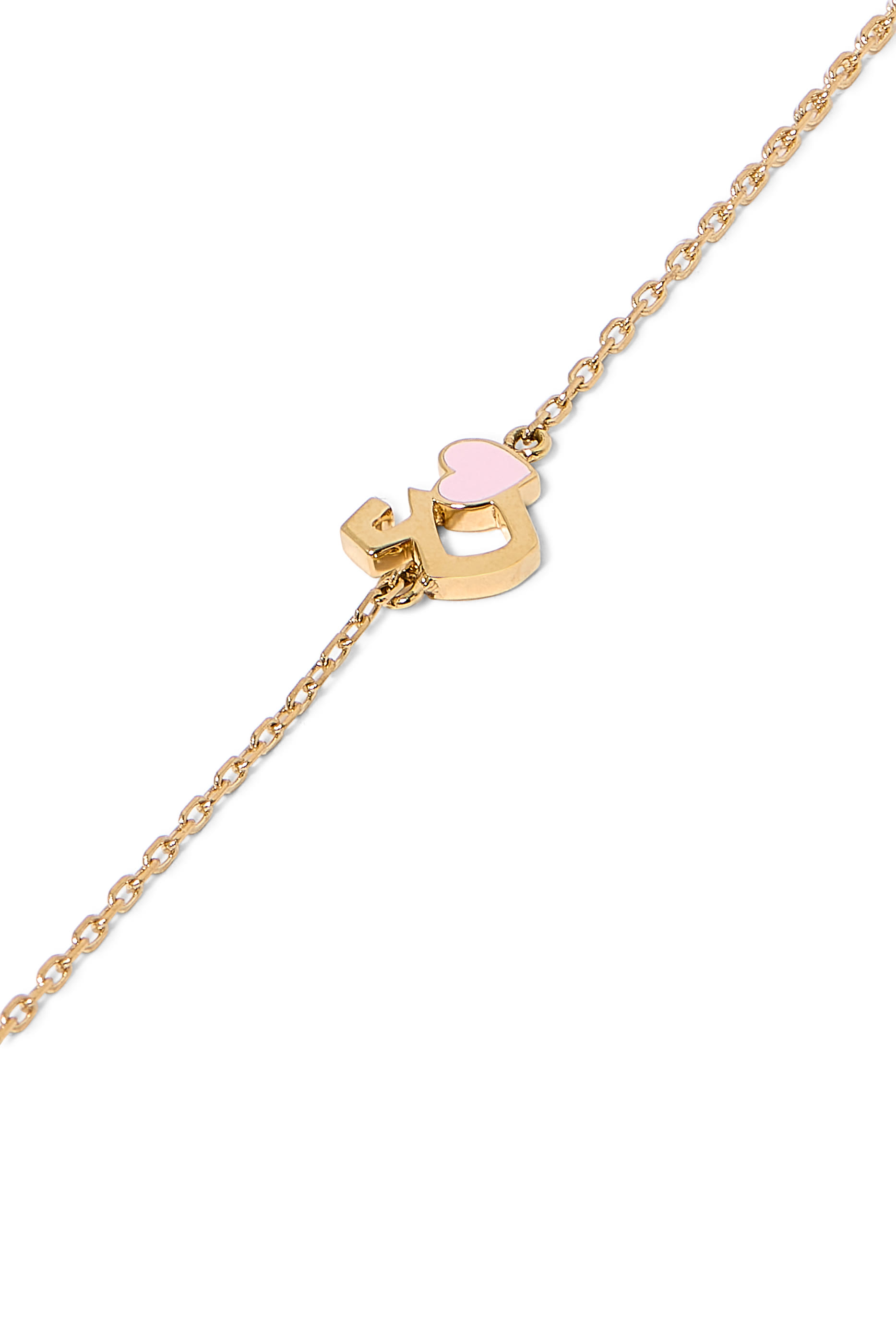 Kids Tiny Bling Heart Letter Ein Bracelet, 18k Yellow Gold & Enamel