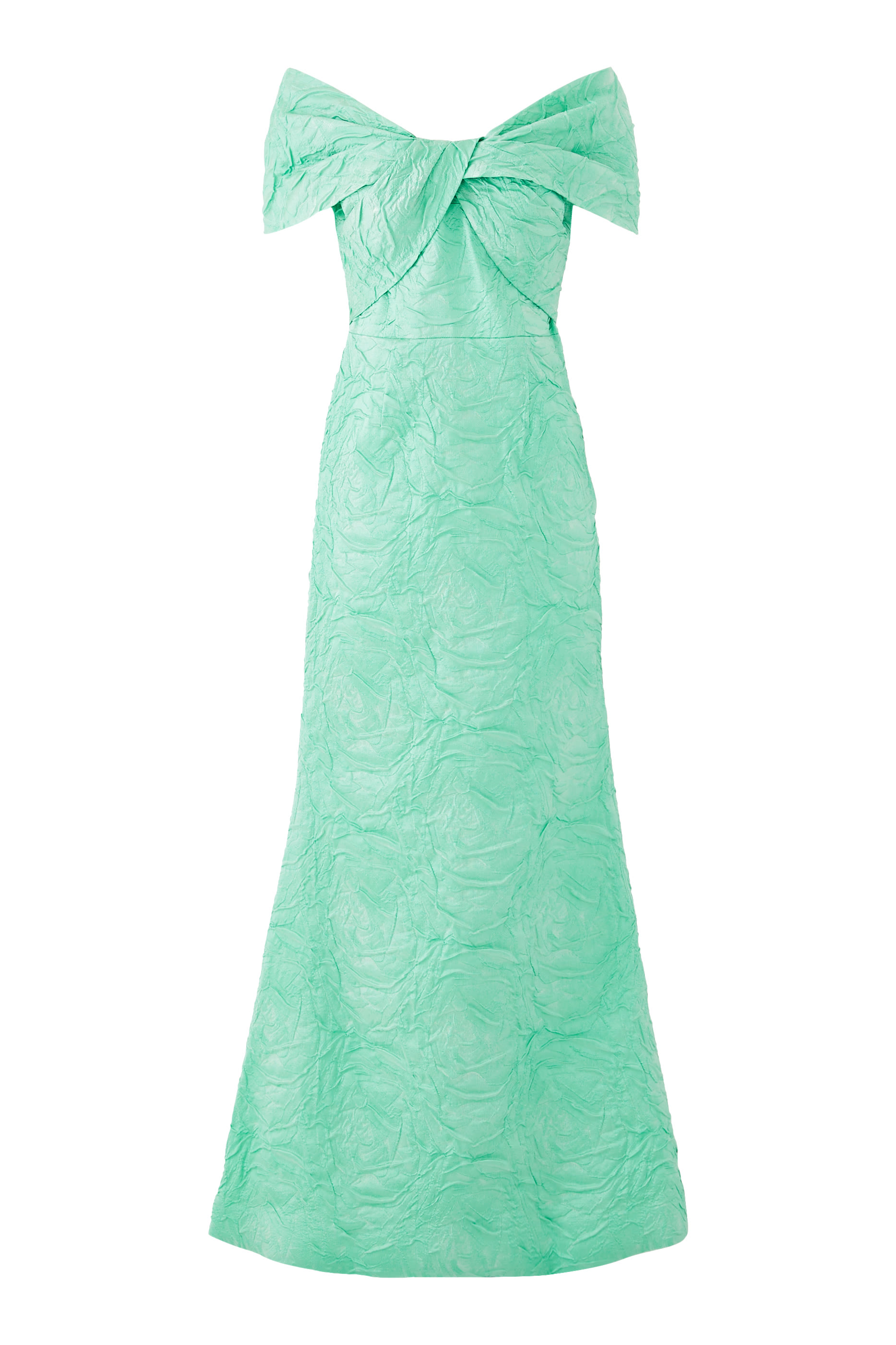 فستان سهرة بصدرية ملفوفة ونقشة جاكار