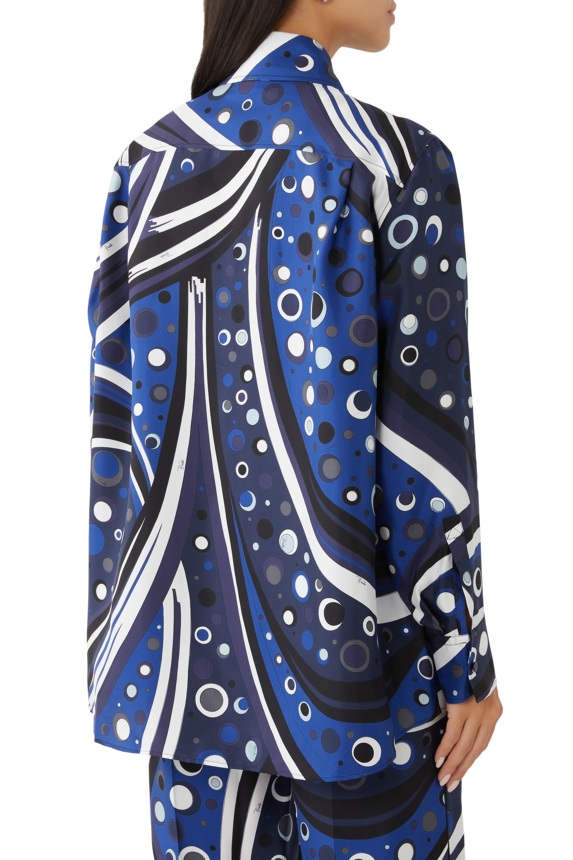 قميص بطبعة فونتان حرير تويل