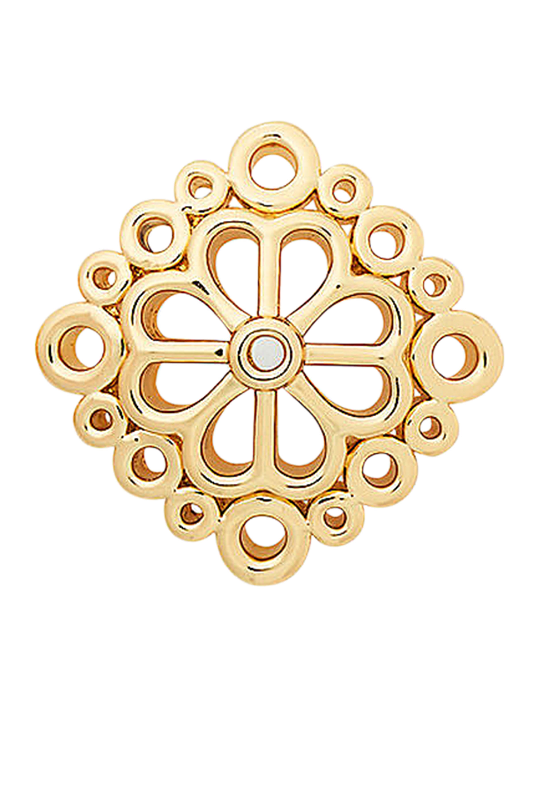 أقراط بتصميم زهرة بالشكل البستوني بفتحات، معدن مطلي ومشابك من فولاذ صحي