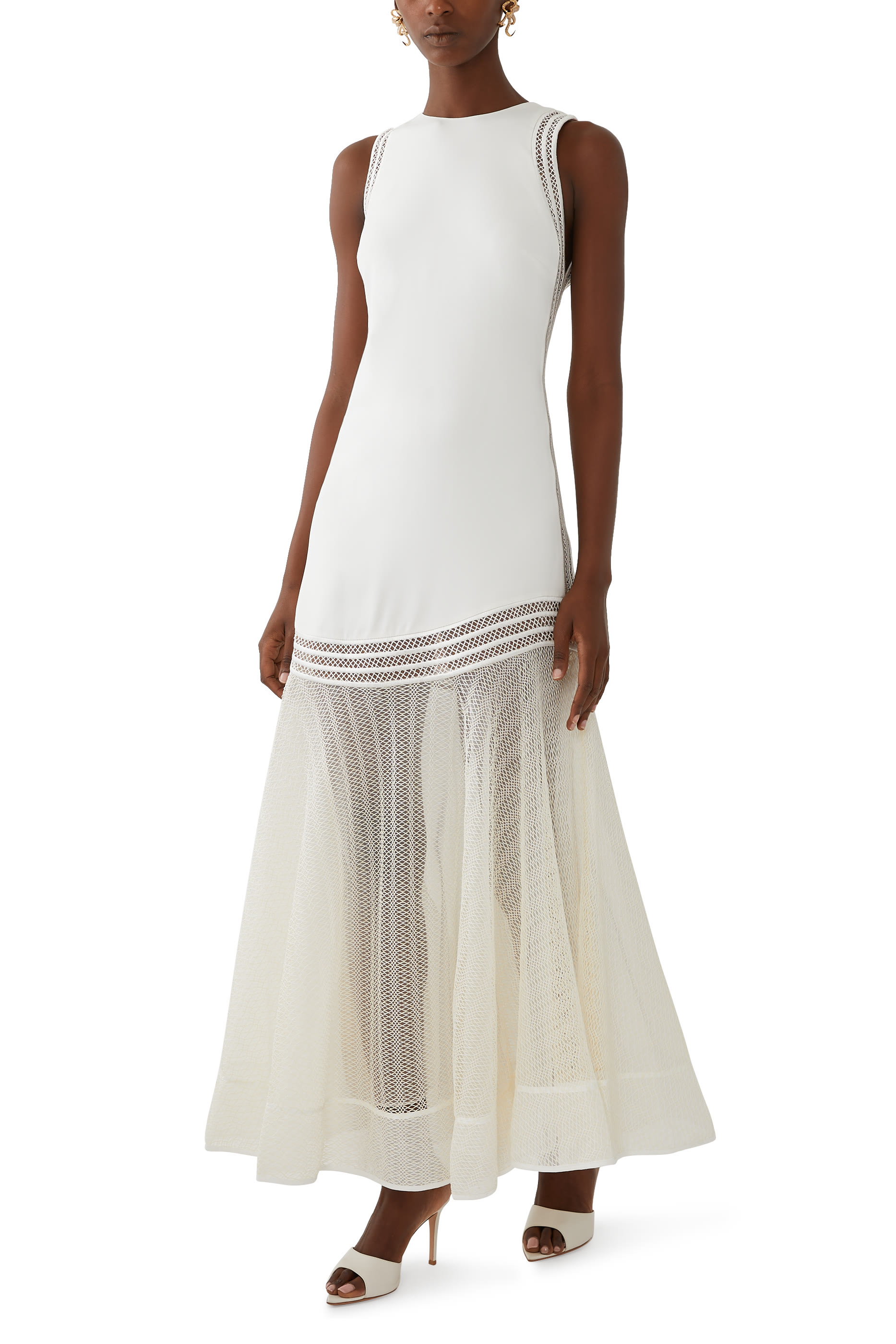 فستان زكريا متوسط الطول بلا أكمام