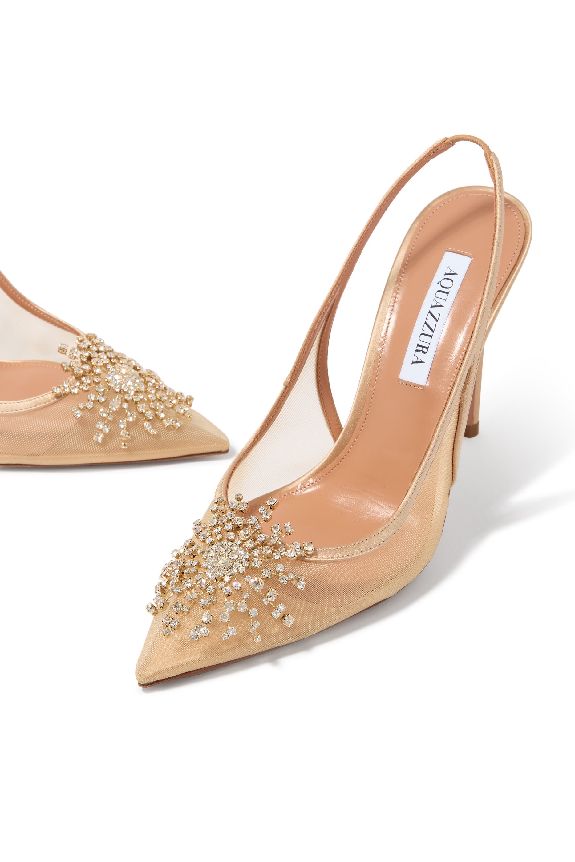 حذاء فاير وورك كلاسيكي 105 مرصع بكريستال بحواف ساتان قماش شبكي