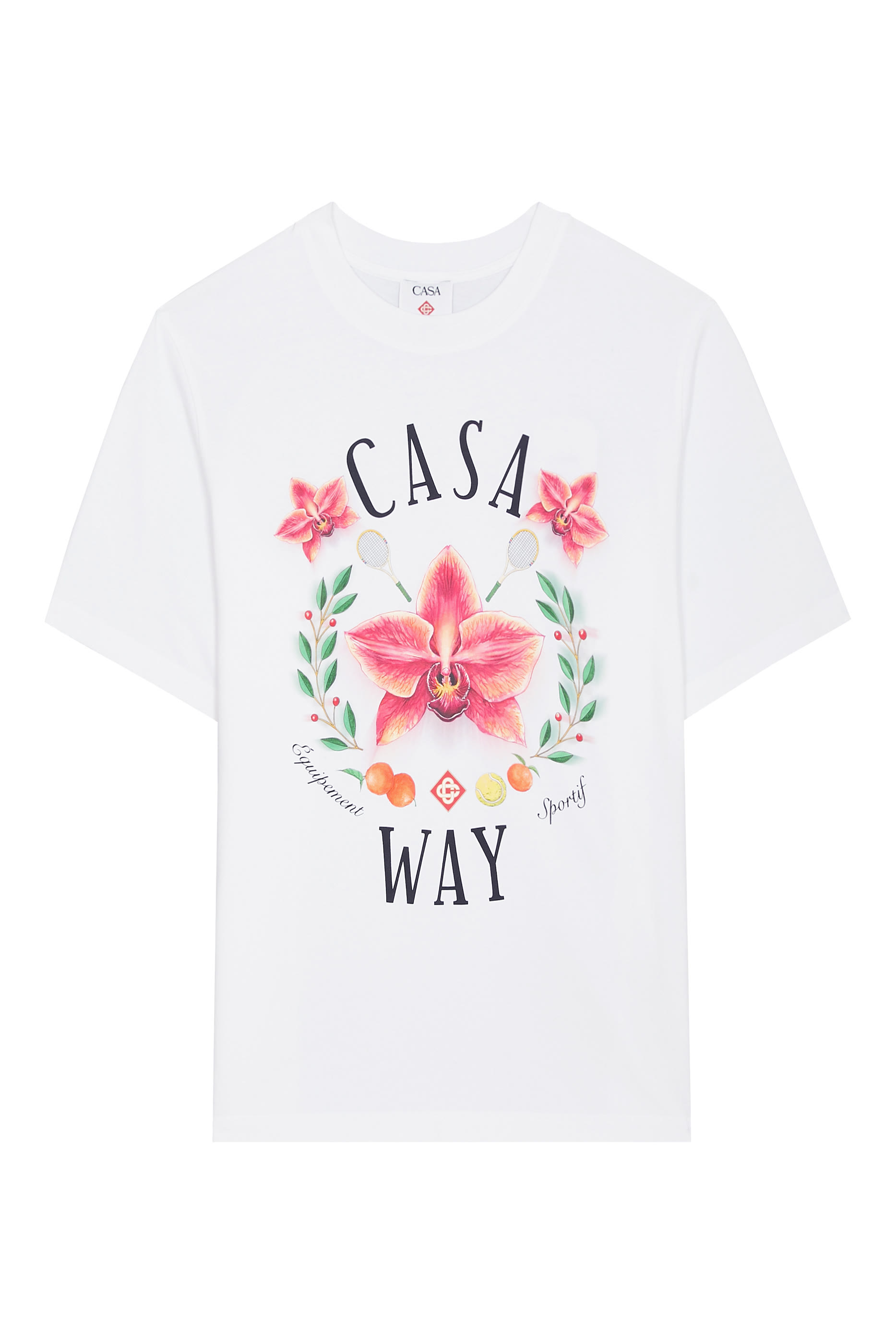 تيشيرت بنقشة شعار كازا واي وزهور أوركيد