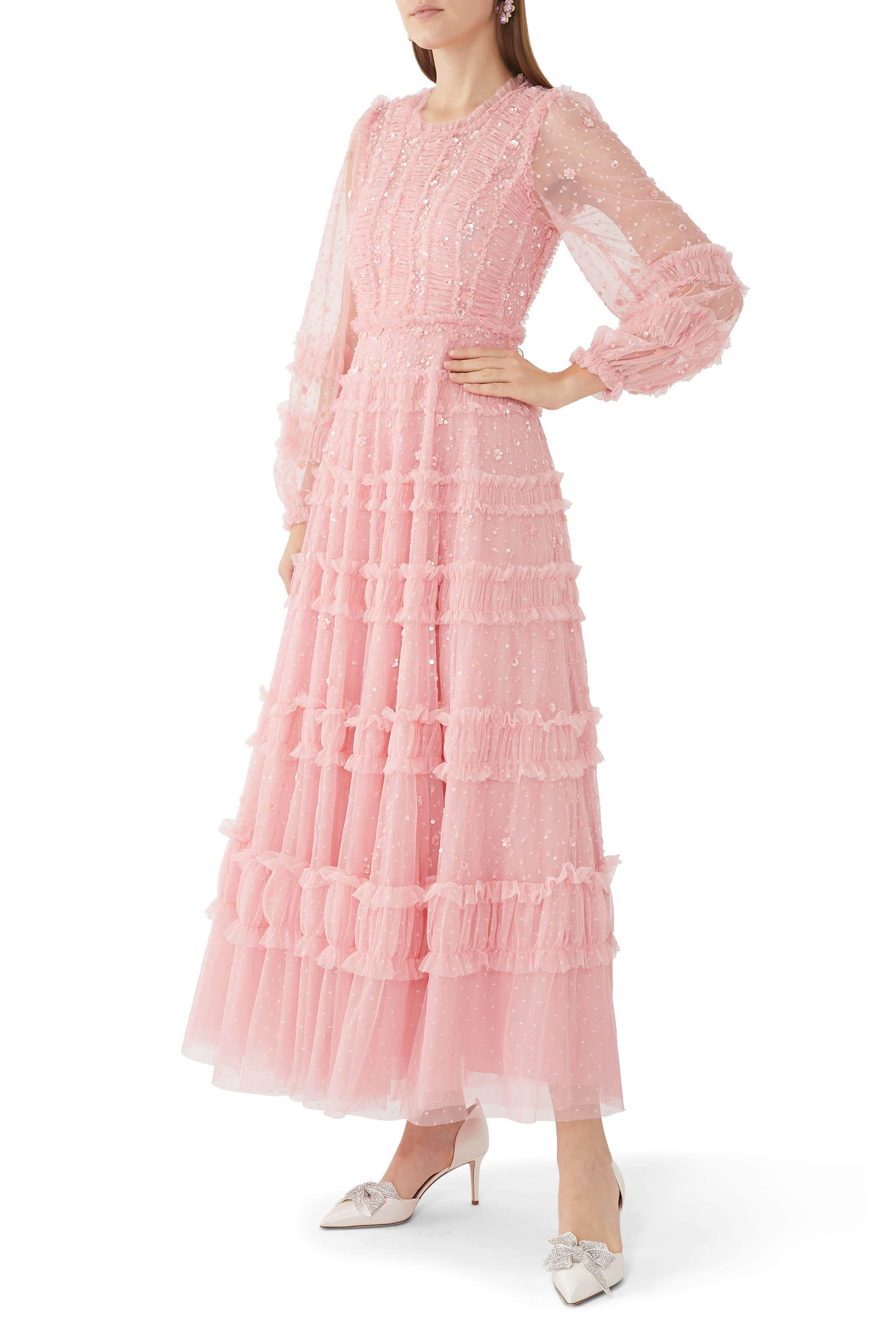 حذاء كلاسيكي اليس 70 بربطة فيونكة مرصعة بالكريستال ستان