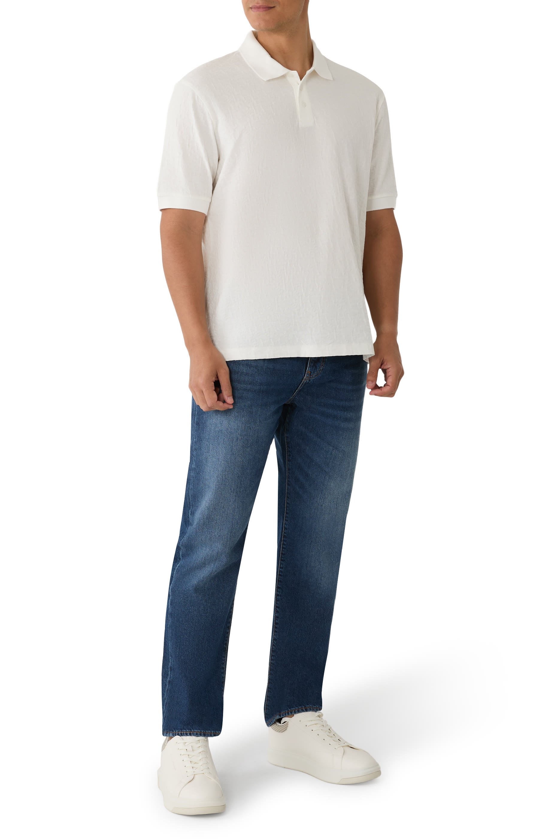 بنطال جينز وان بلوك اب بقصة ساق مستقيمة دينم