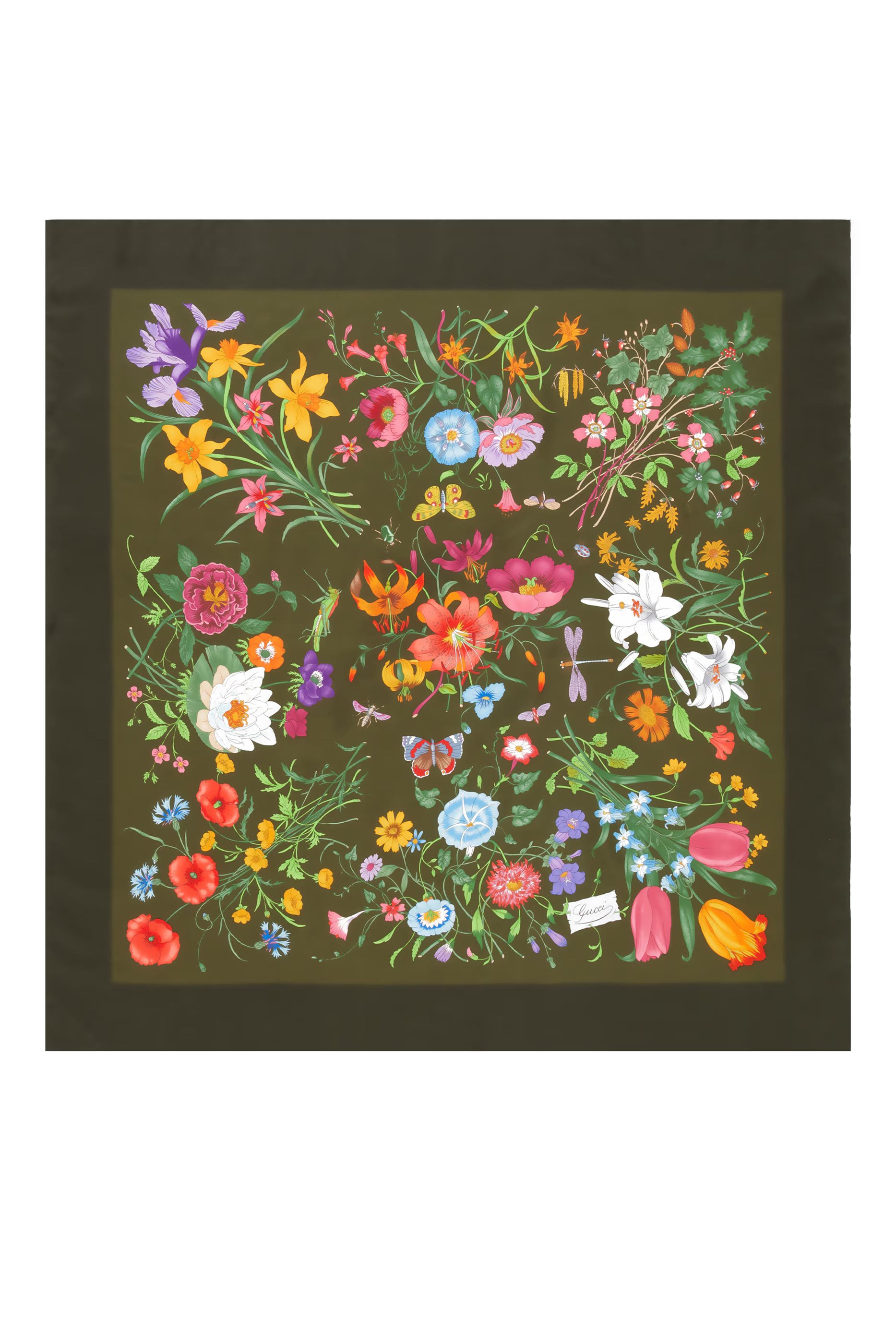 وشاح مربع حرير تويل بنقشة