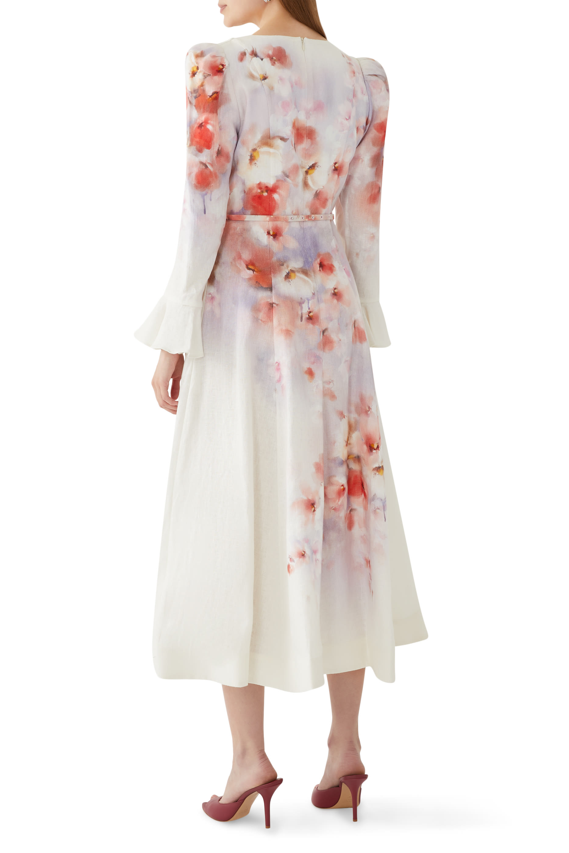 فستان كراش متوسط الطول بأكمام بكشكش