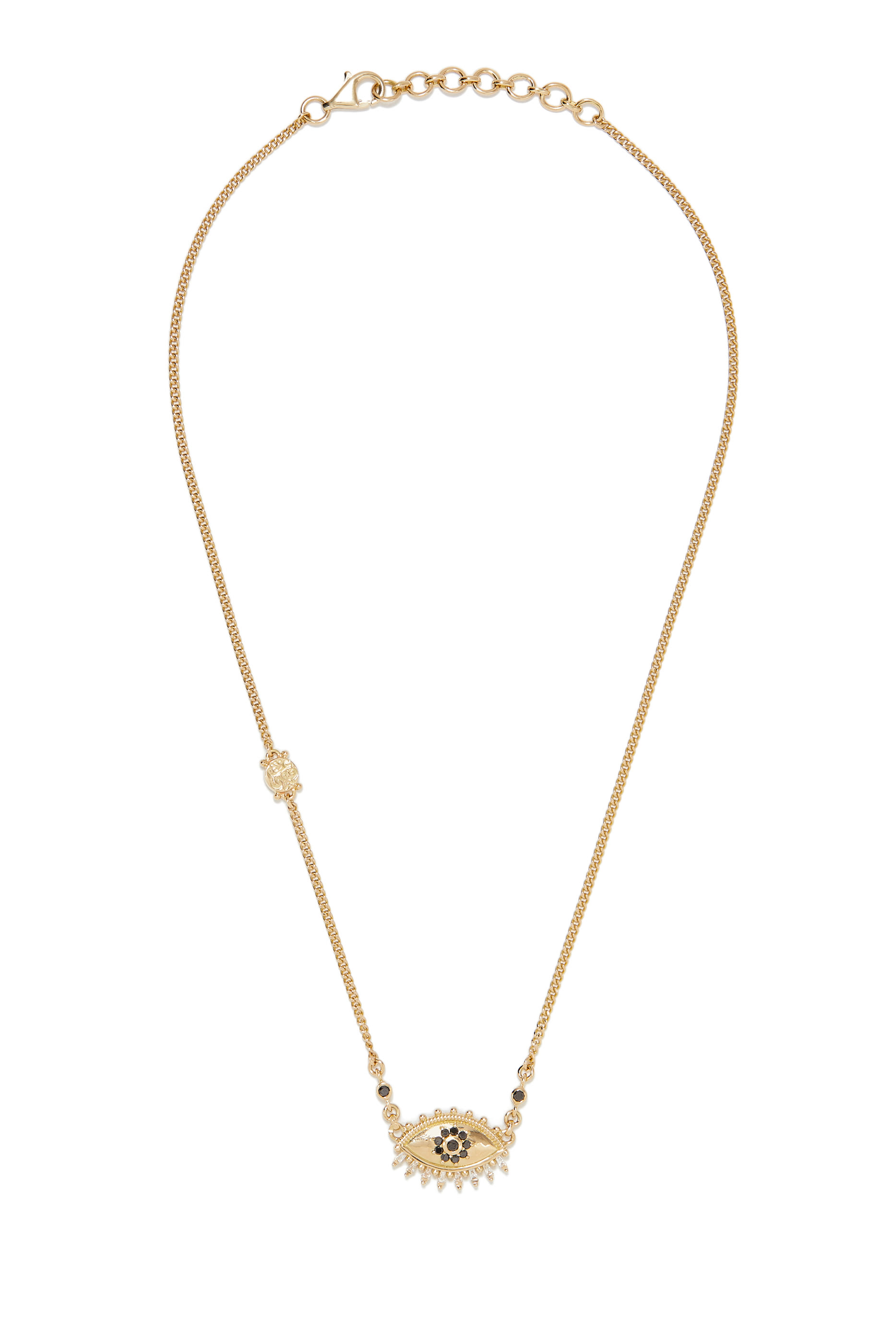 Eye Chain Necklace, 18k Yellow Gold & Black Diamond