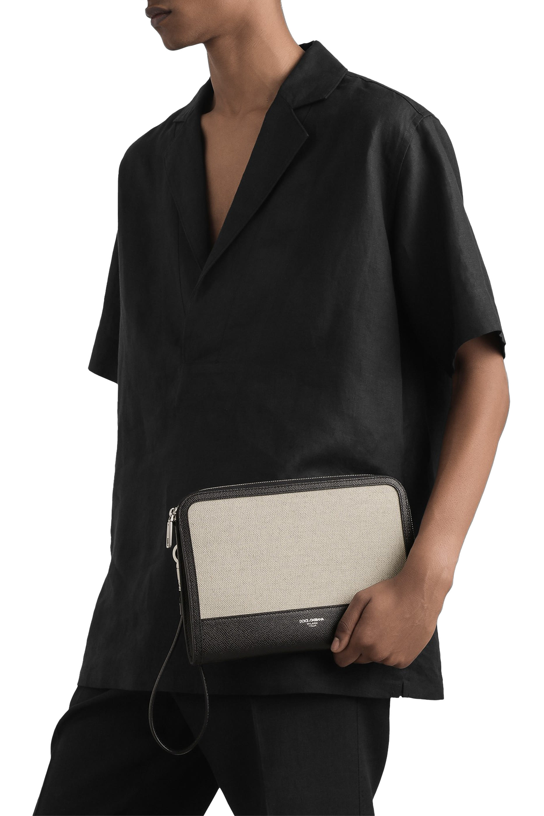 حقيبة صغيرة بشعار الماركة قماش قنب