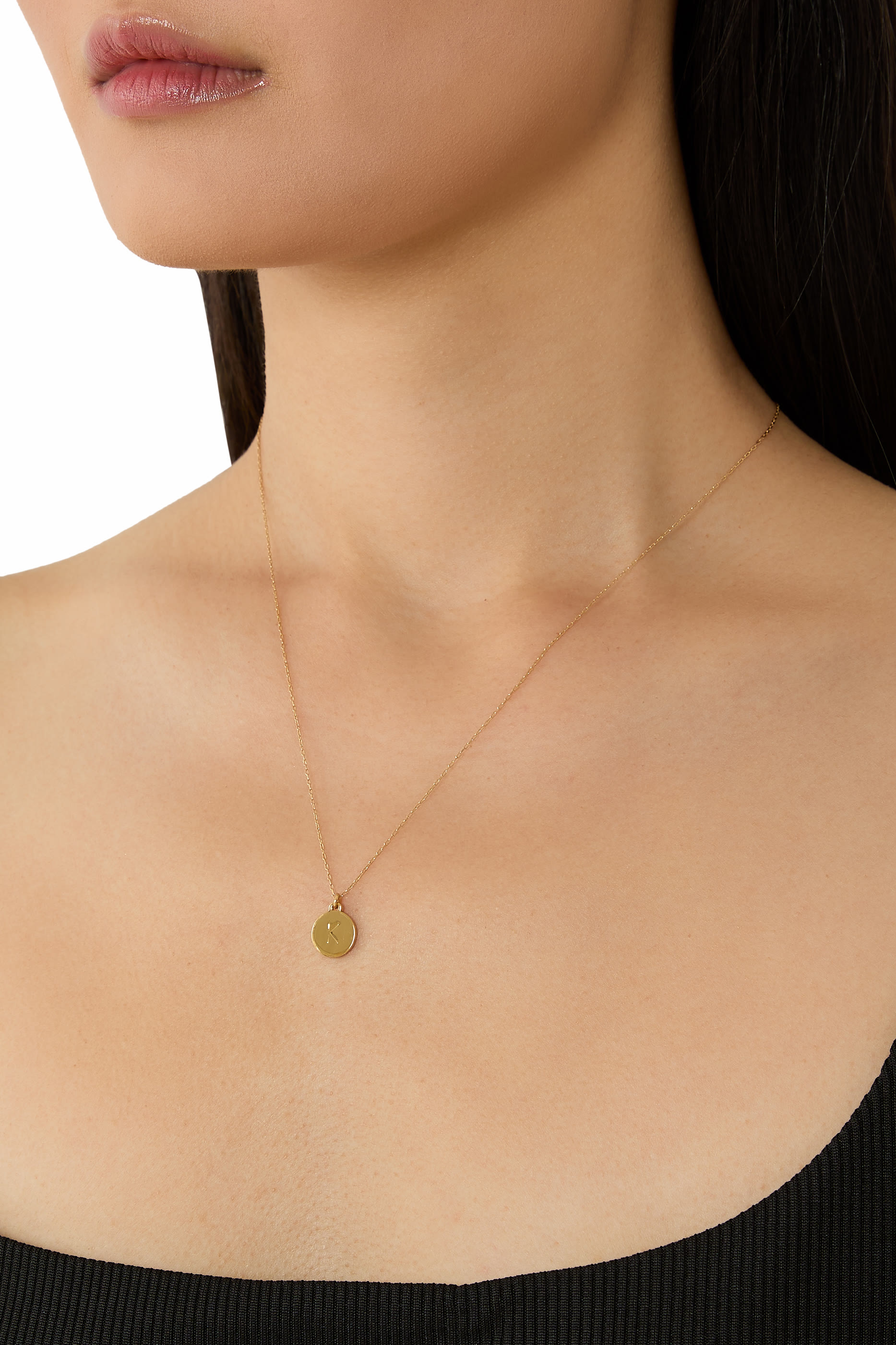 قلادة بدلاية صغيرة بنقشة حرف K، معدن مطلي