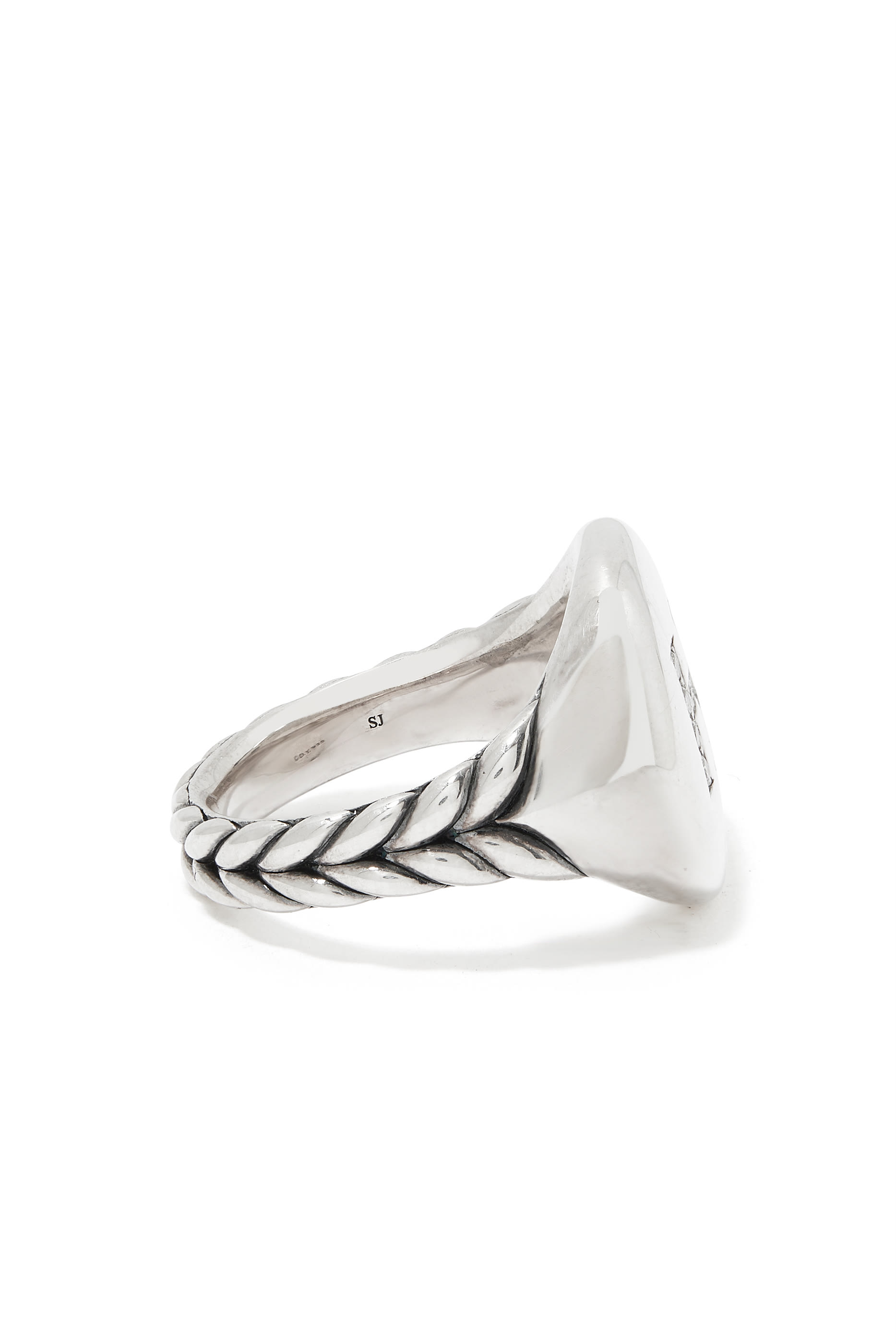 خاتم خنصر بتصميم حرف H مرصع بالماس