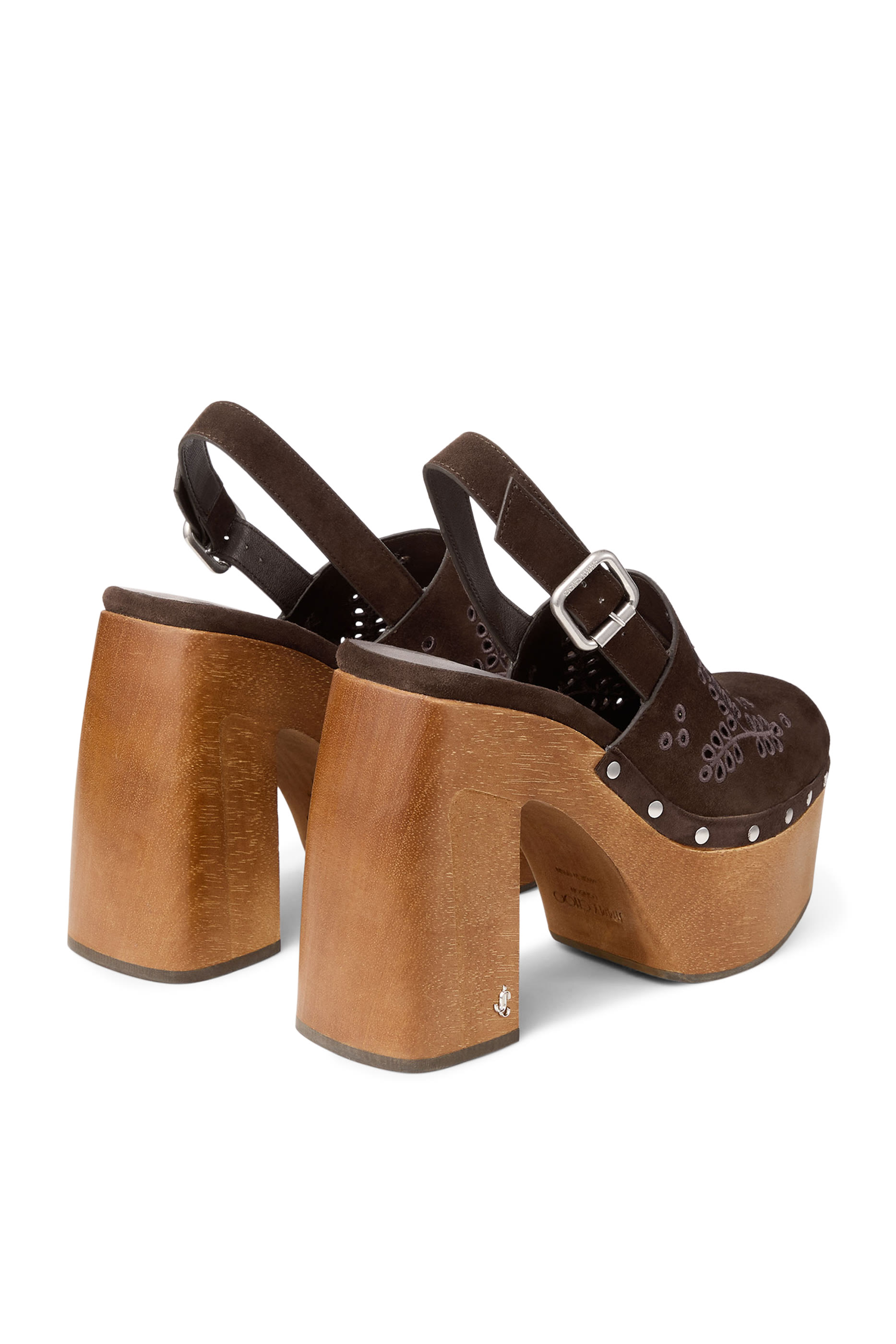 حذاء أليدا 135 مفتوح من الخلف بنعل عريض وسير خلفي وتطريز سانغالو