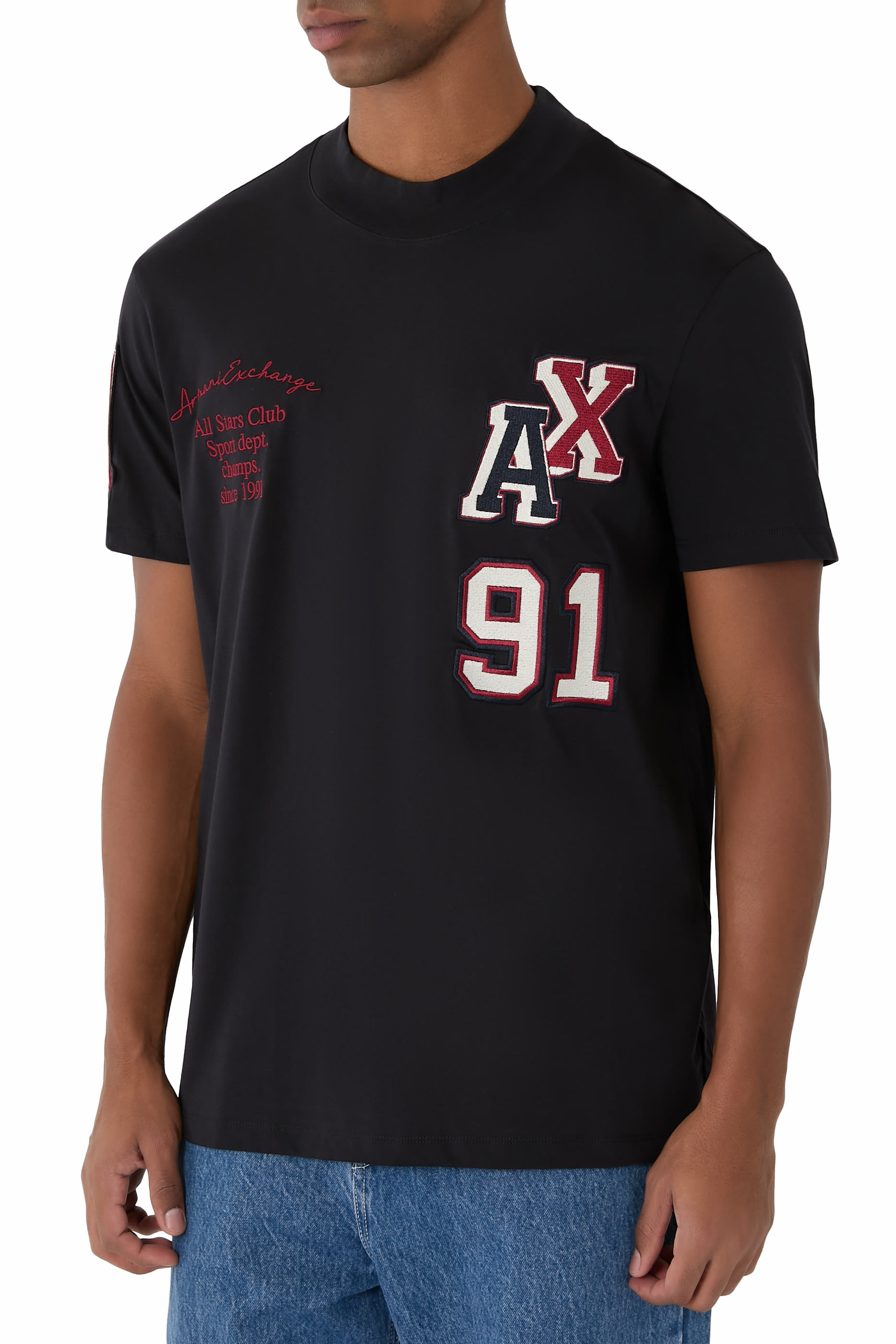  تيشيرت بقصة عادية مزين بشعارات الماركة مختلفة