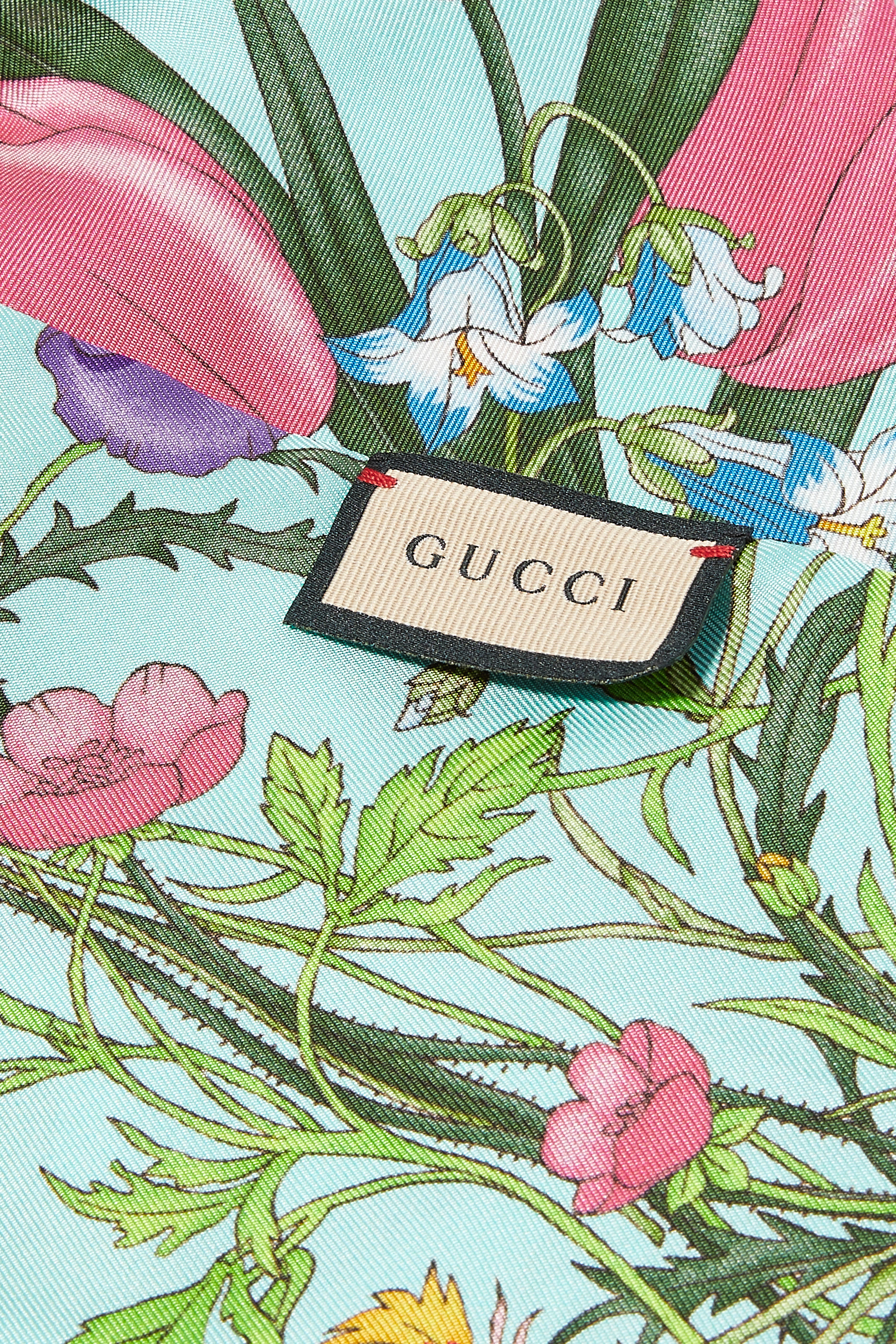 وشاح رقبة حرير بطبعات زهور