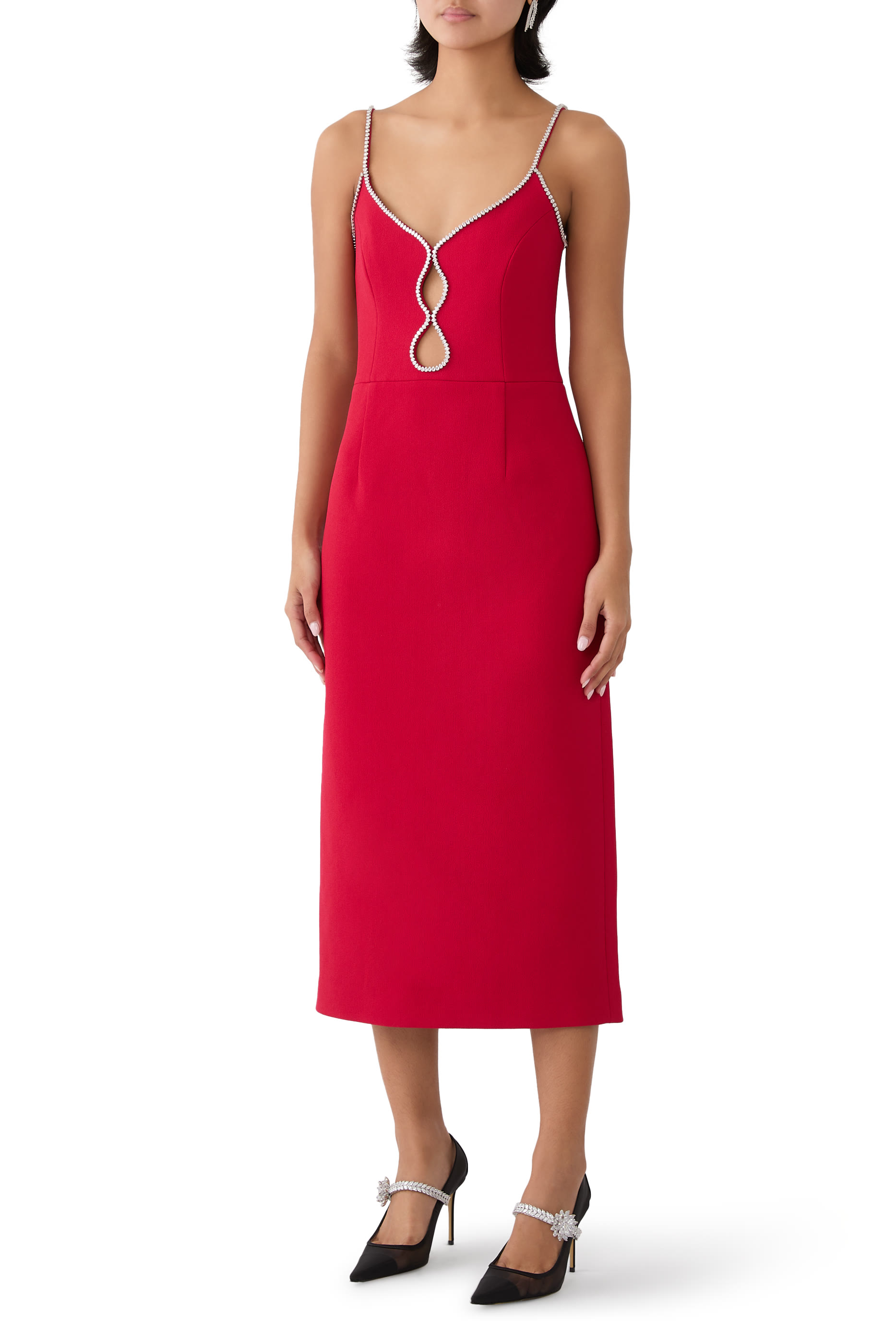 فستان أكاري متوسط الطول بحمالات