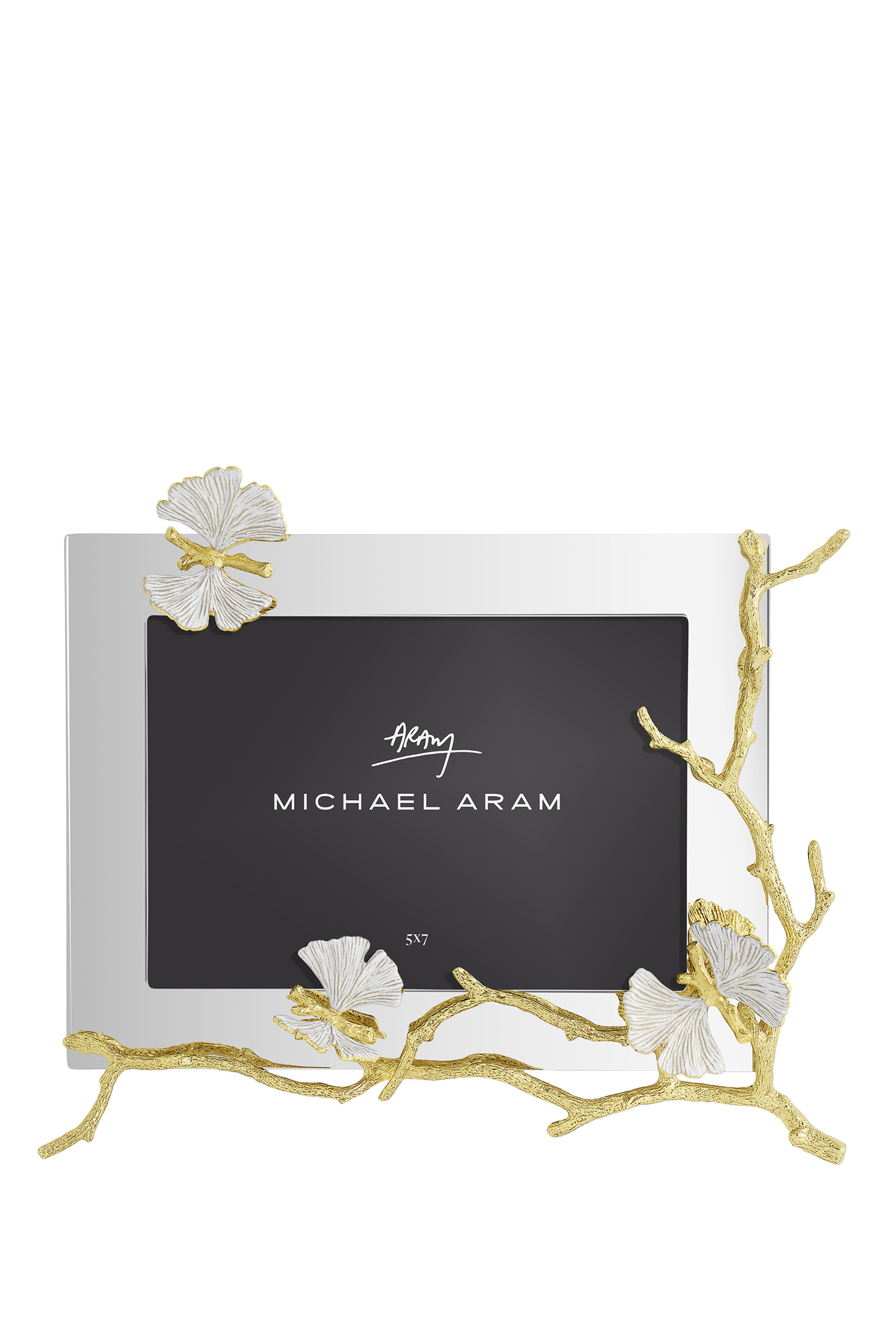 إطار صور بتصميم فراشة الجنكة بلون ذهبي عاكس،  5x7