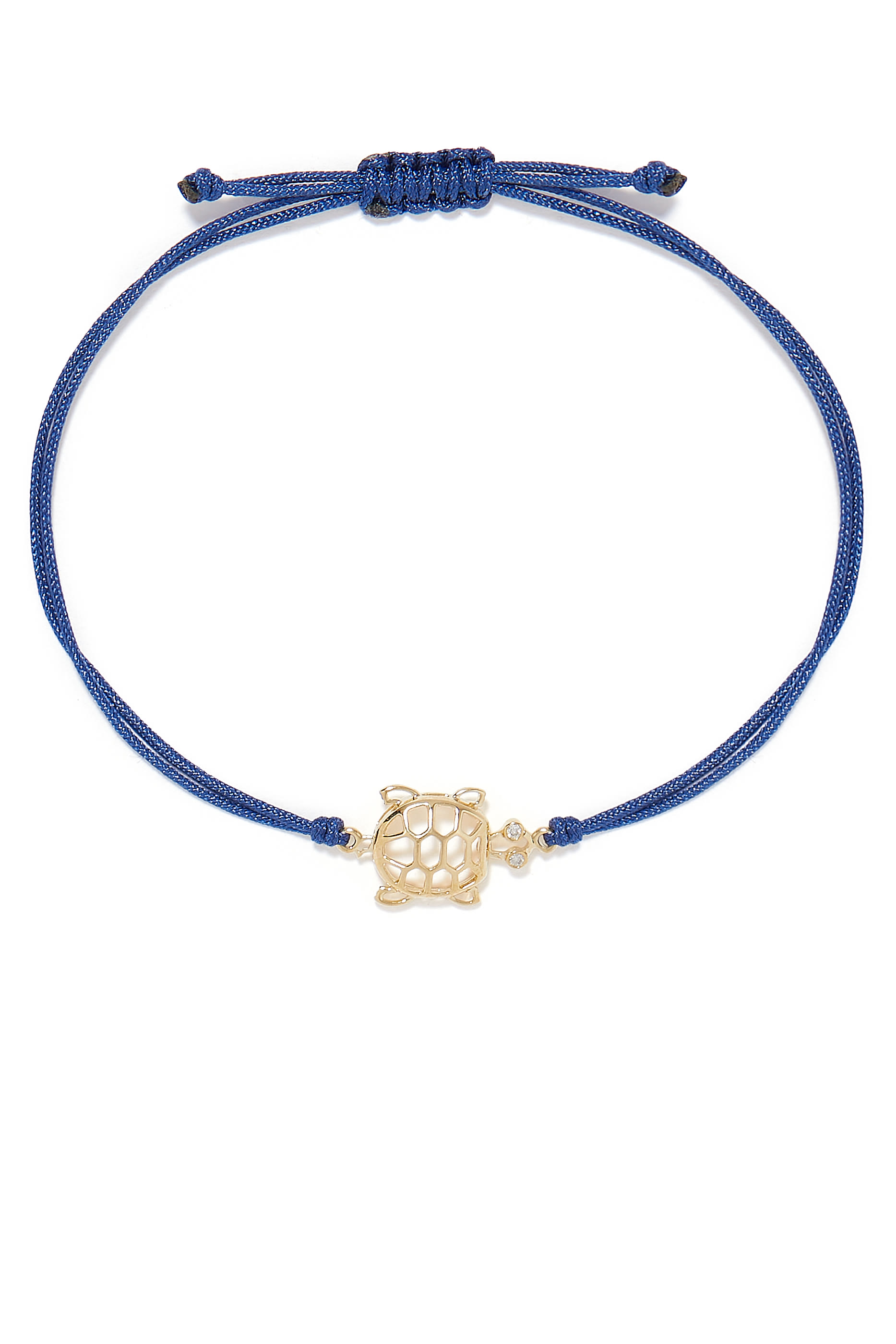 سوار بخيط بحلية سلحفاة مرصعة بالماس ذهب أصفر عيار 9