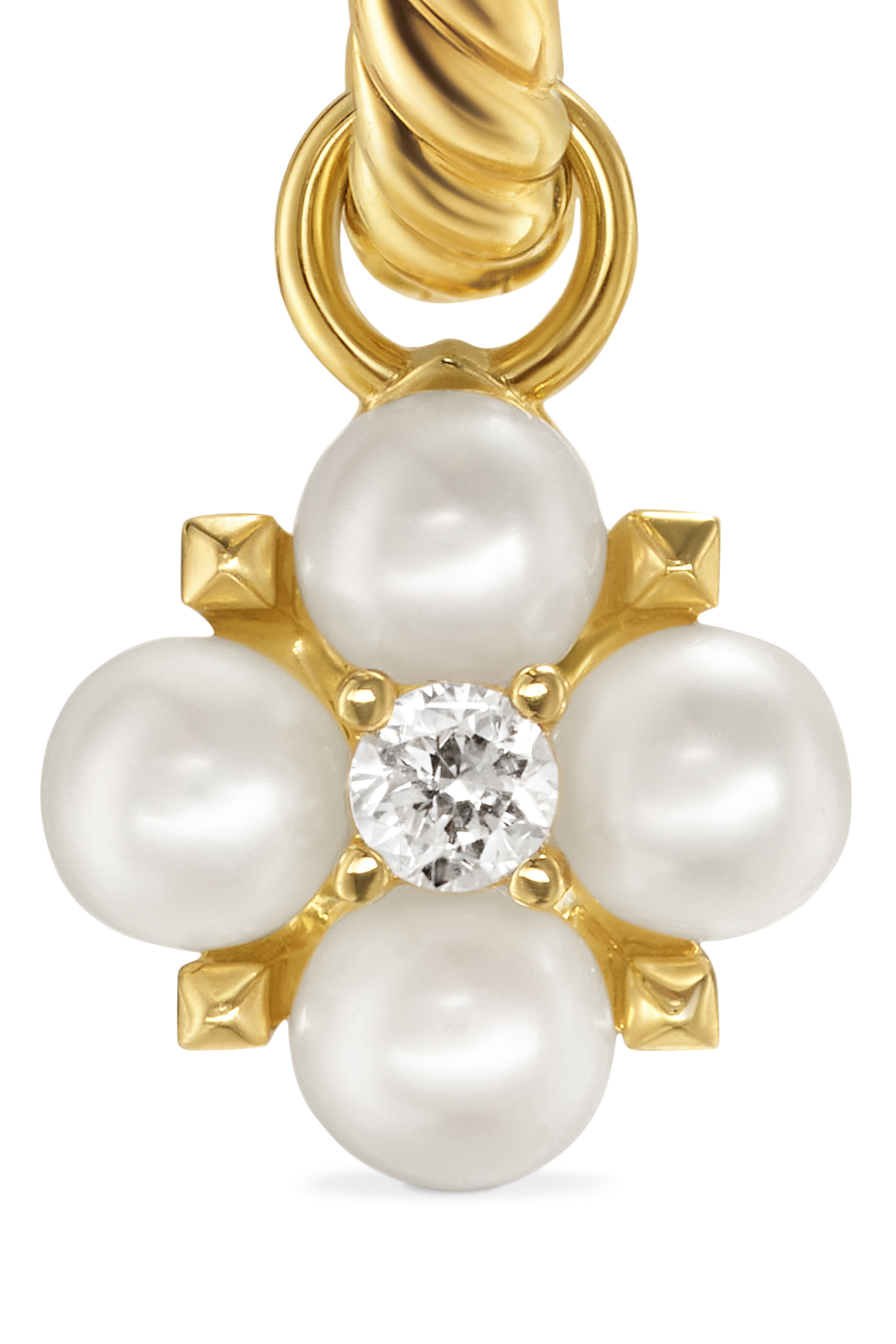 أقراط بيتيت مودرن رينيسنس مرصعة بلؤلؤ متدلي من أكويا وماس، ذهب أصفر عيار 18