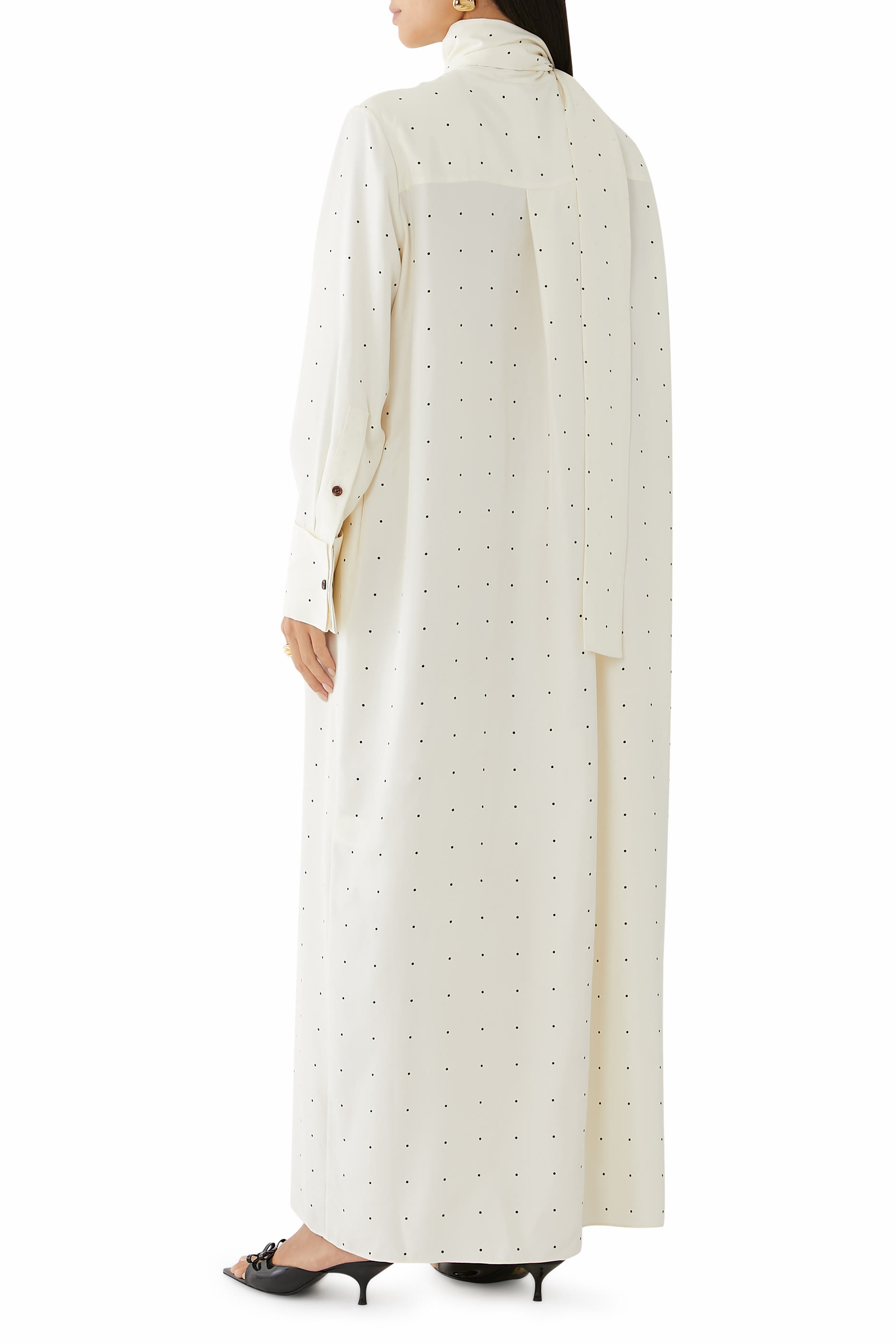 فستان بنقشة نقاط حرير فولار