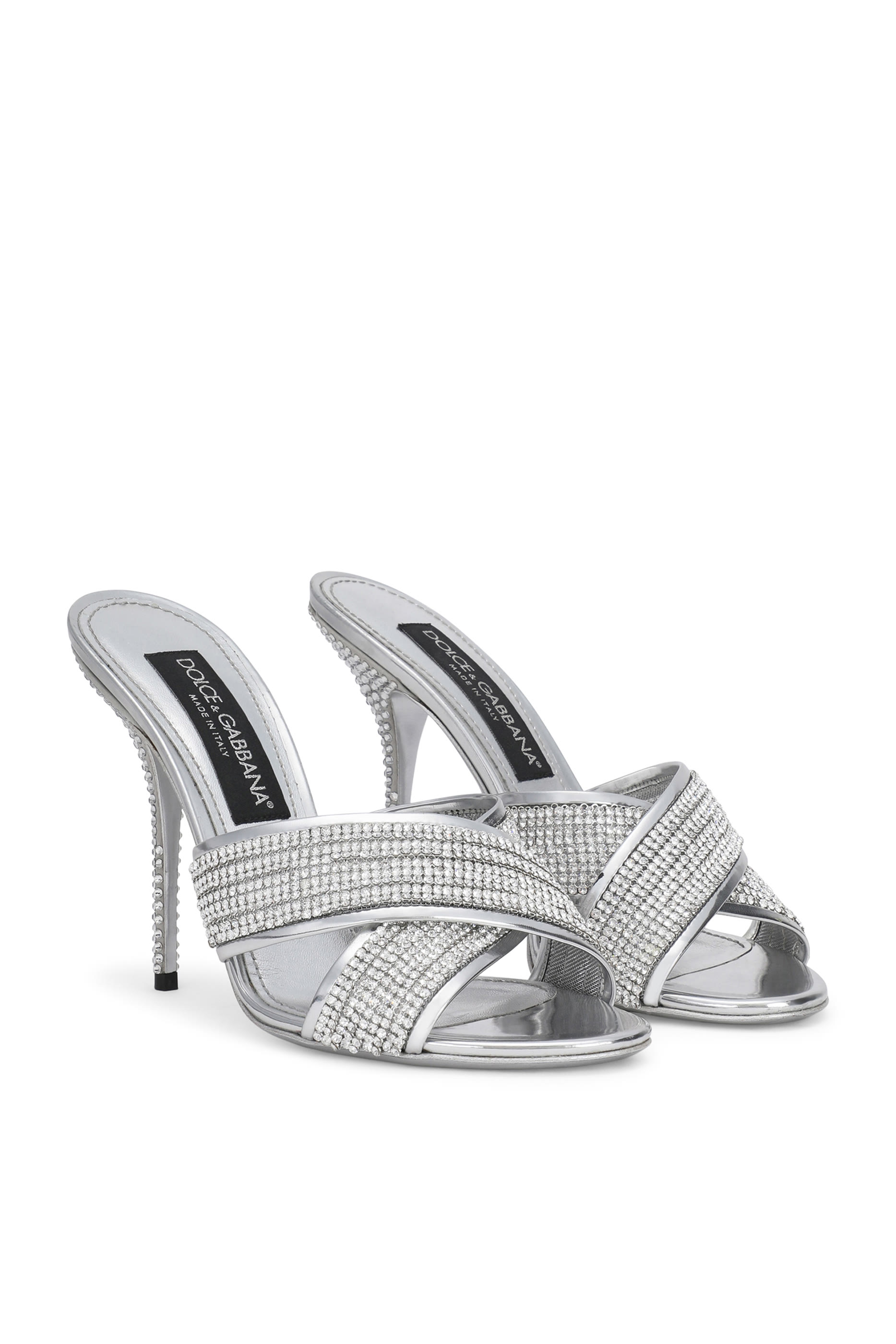 حذاء مفتوح من الخلف 85 مرصع بكريستال قماش شبكي