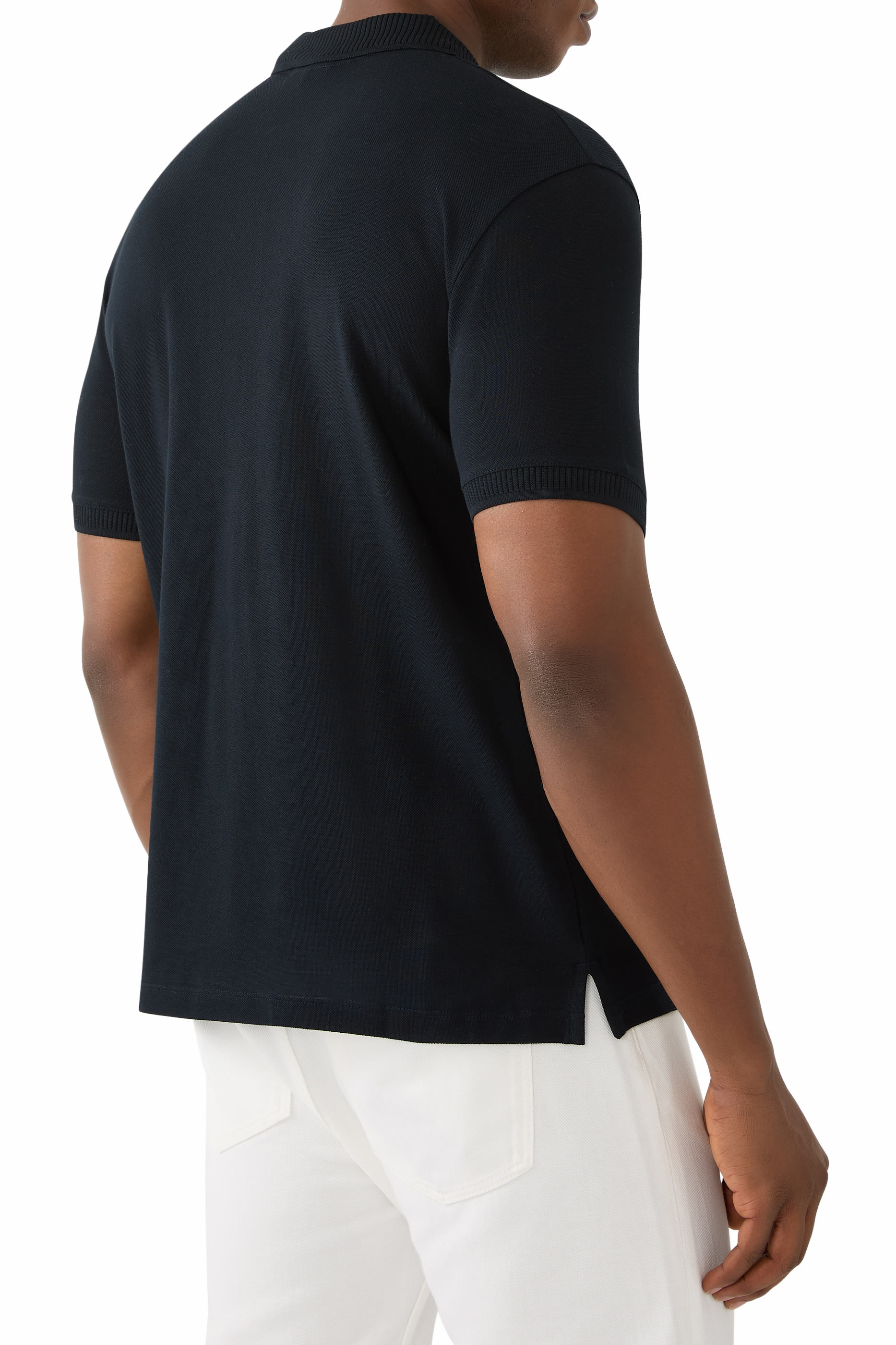 قميص بولو مضلع بشعار الماركة صغير