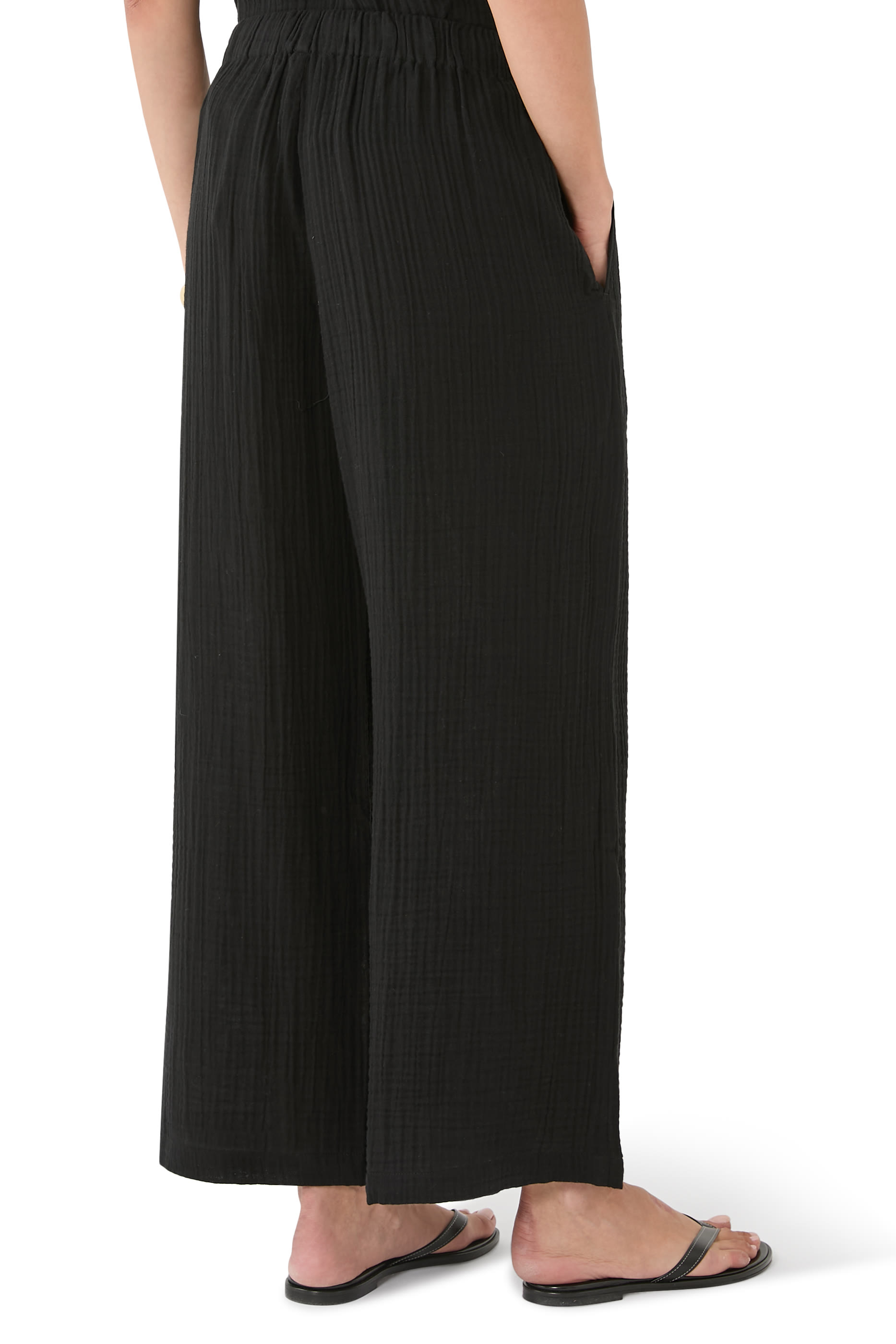 بنطال بقصة ساق واسعة شاش قطني عضوي فاخر