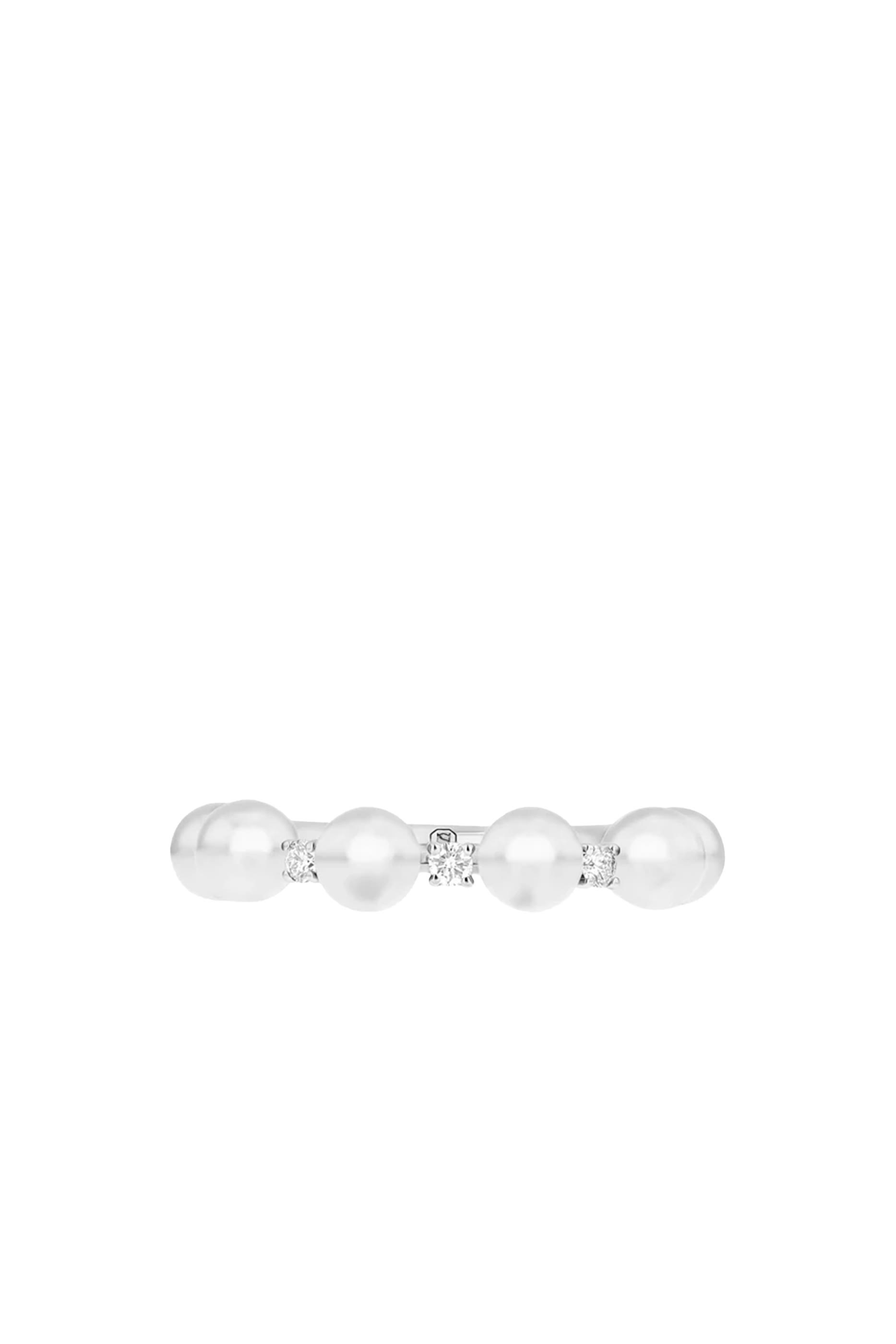 خاتم جيفو كبير مرصع بالماس ذهب أبيض عيار 18