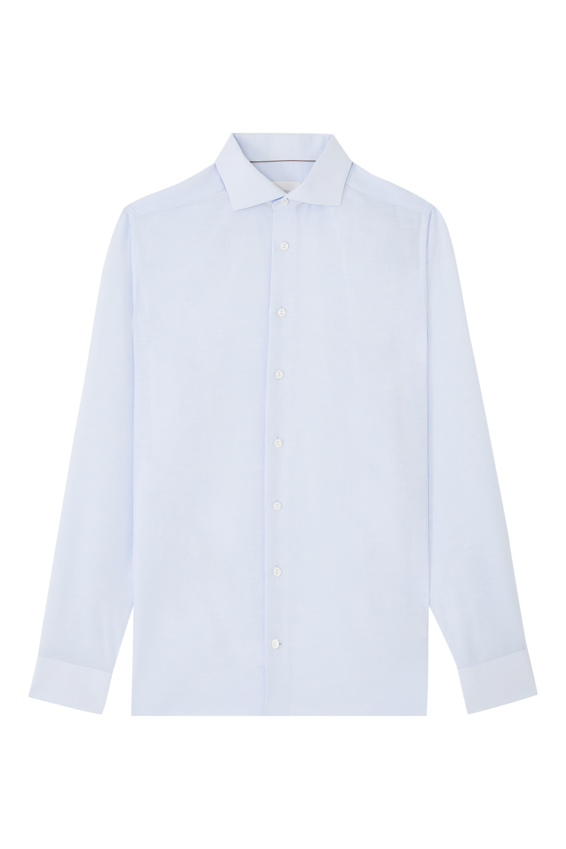 قميص شبه سادة قطن وكتان