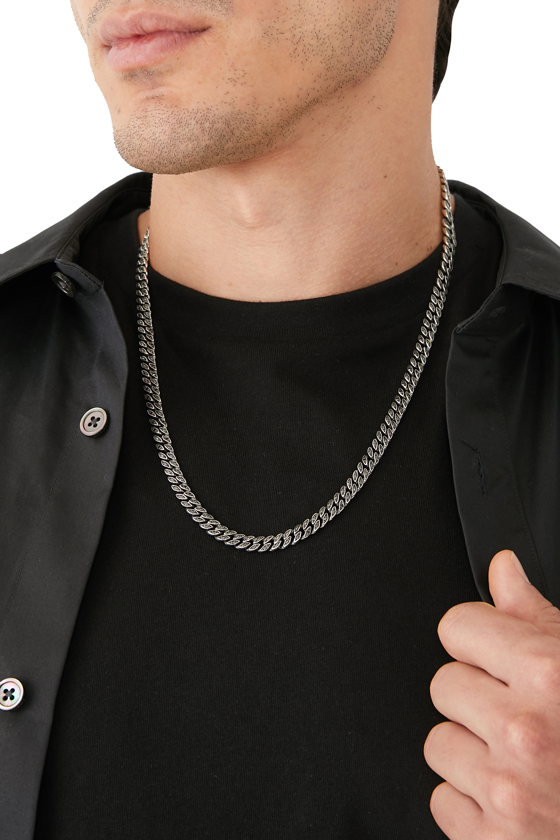 قلادة بحلقات مربعة فضة إسترلينية