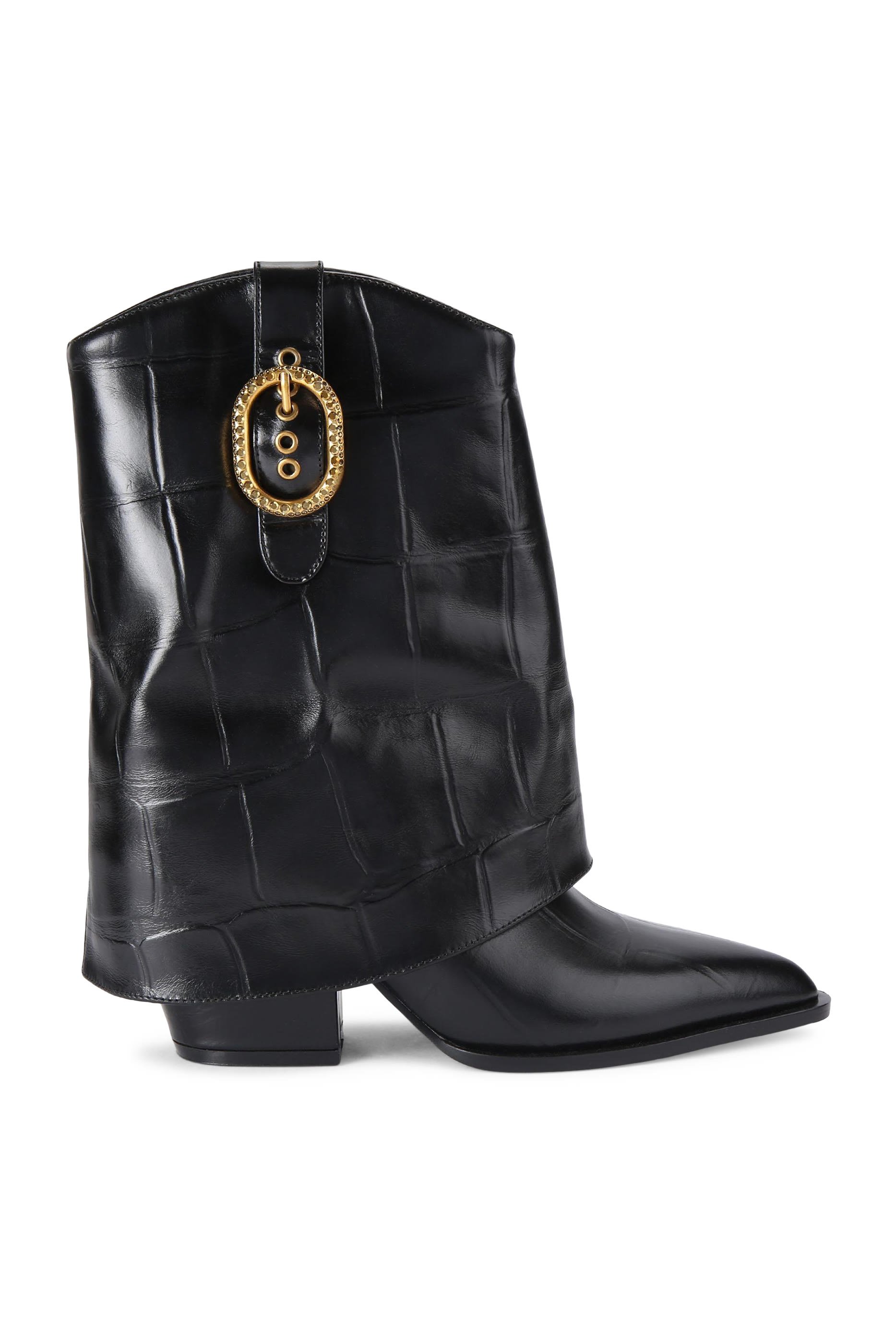 بوت بطول الكاحل بجزء مطوي